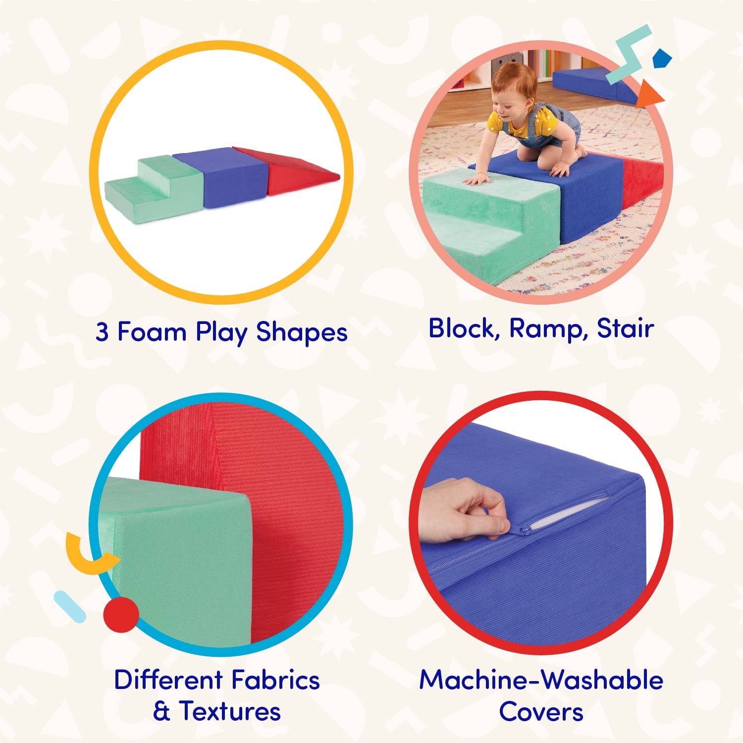 Battat Squishy Stack Climbers 3 Foam Multicolor Play Shapes, Toddler and Preschool Toys - Image 4