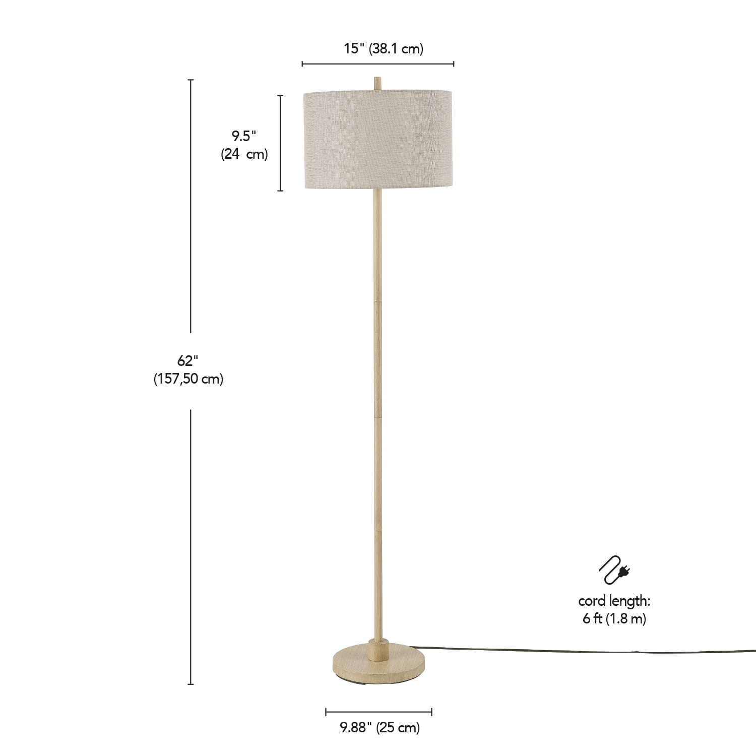 Globe Electric Cove 62" Light Faux Wood Floor Lamp with Jute Shade, 91004427 - Image 4