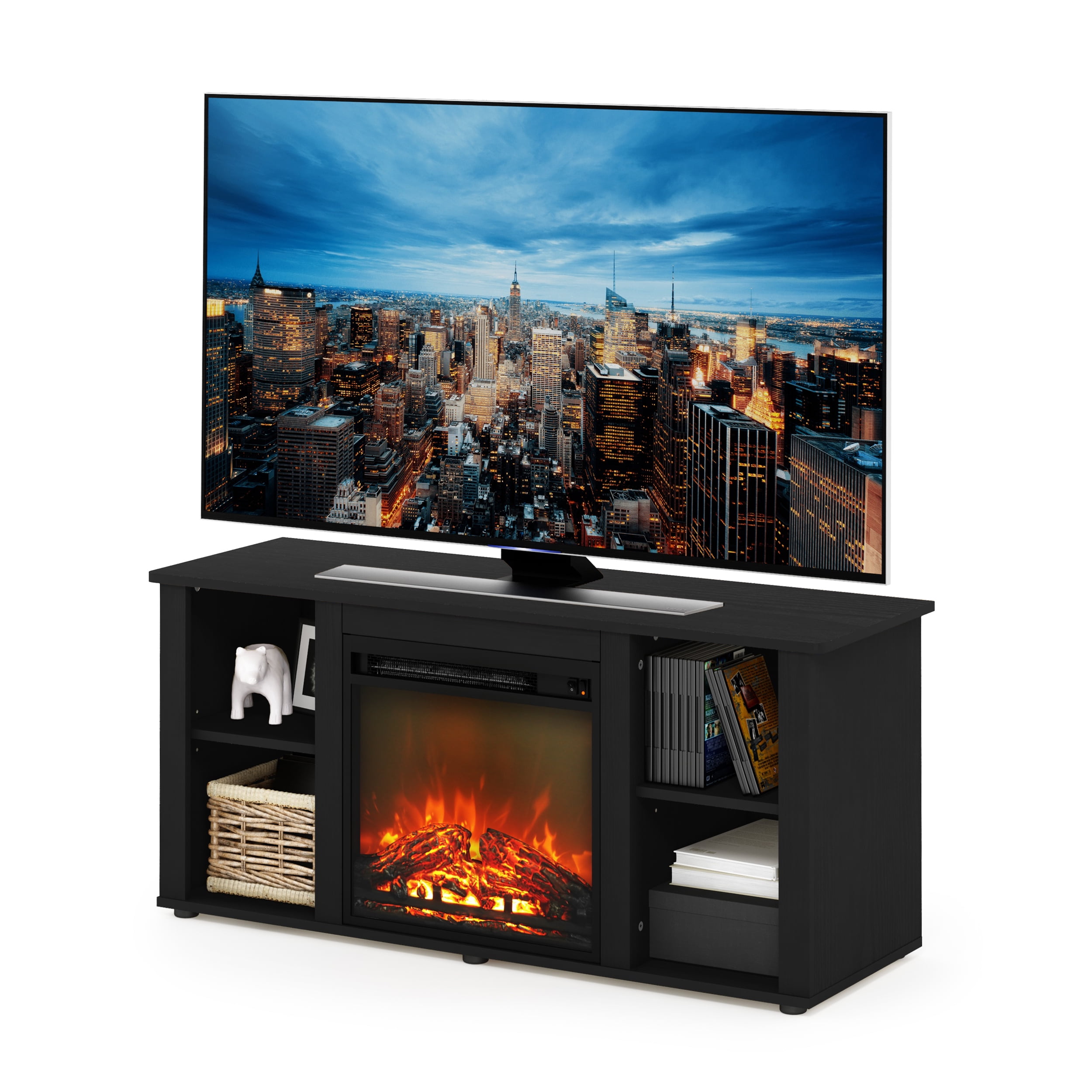Furinno Jensen 55 Inch TV Stand with Fireplace, Americano - Image 5