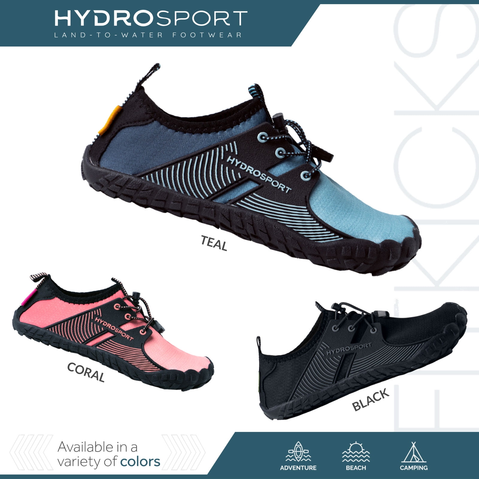 FITKICKS HydroSport Land-to-Water Footwear Barefoot Shoes, Teal (Unisex) - Image 9
