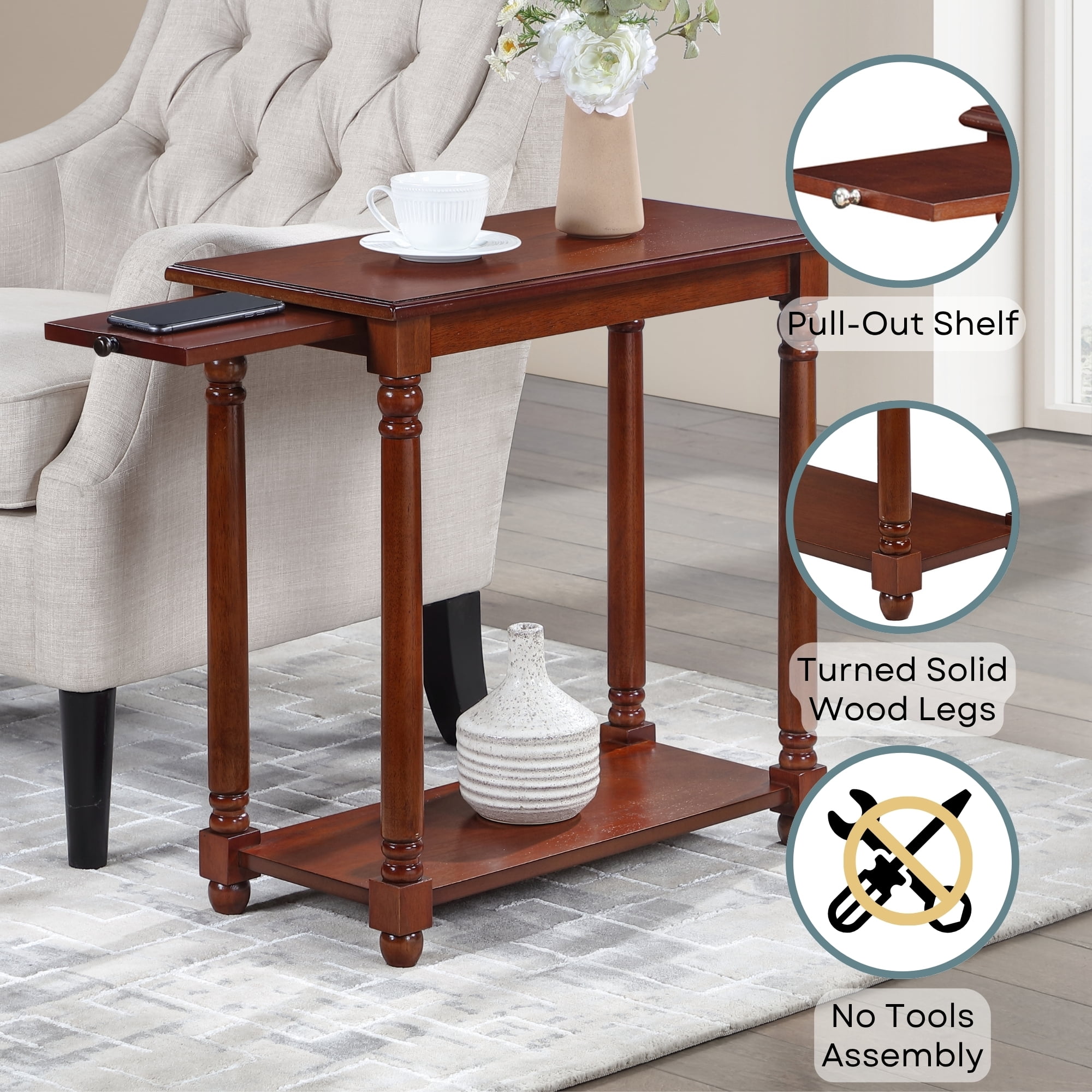 French Country Regent End Table, Mahogany - Image 3