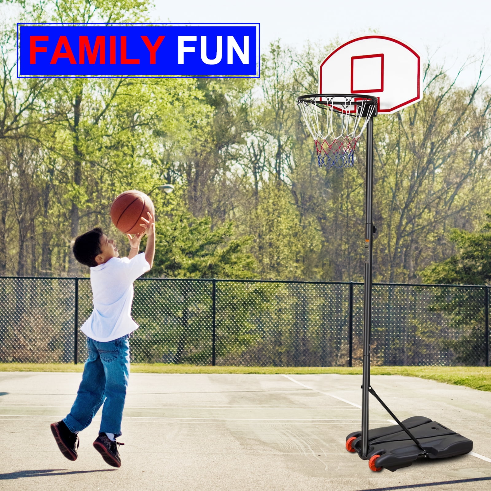 Fenbeli Portable Basketball Hoop Goal System for Outdoor Indoor Court 5.2 - 7 ft Easy Height Adjustable with HDPE Plastic Impact - Image 6
