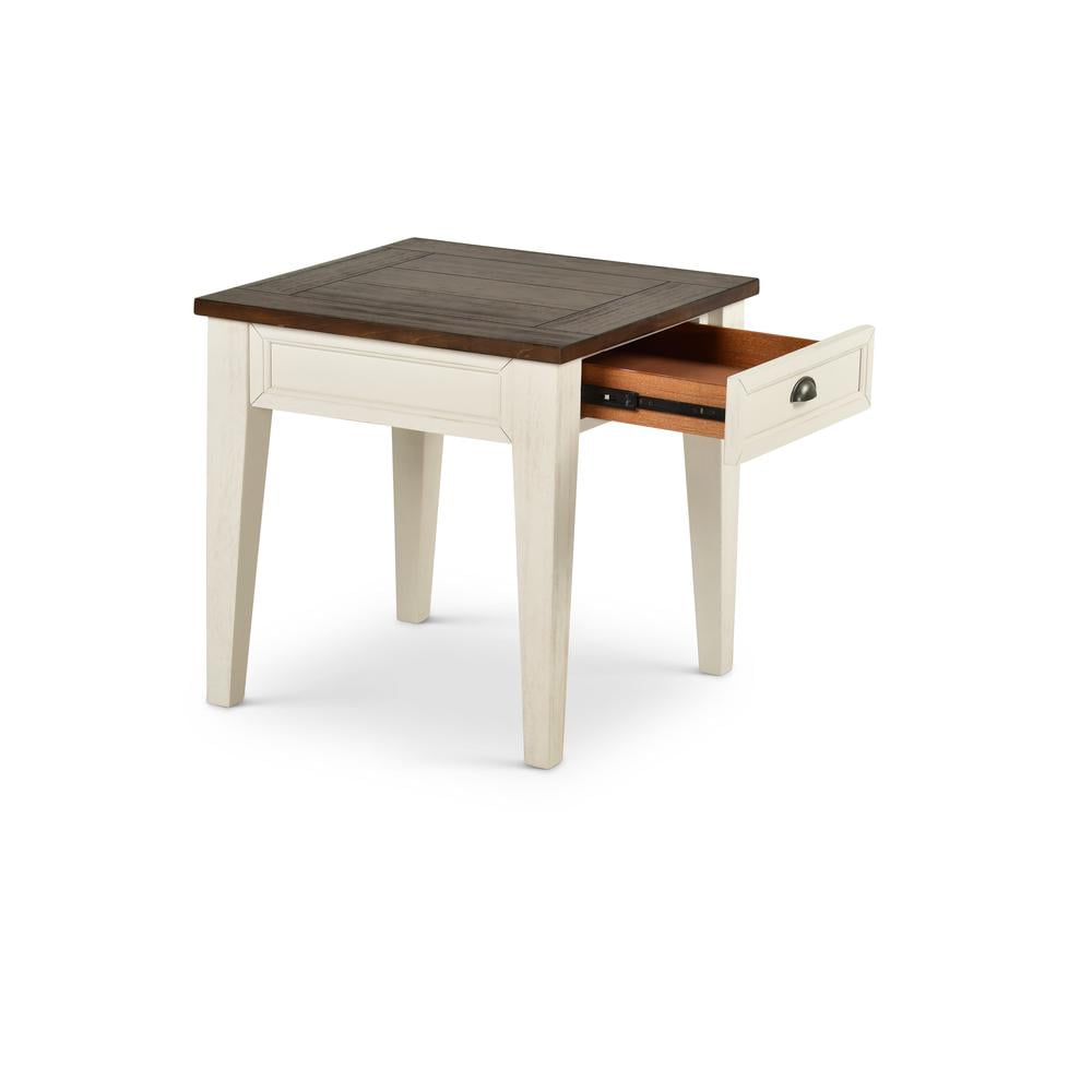 Cayla 1 Drawer End Table in Dark Oak and White - Image 5