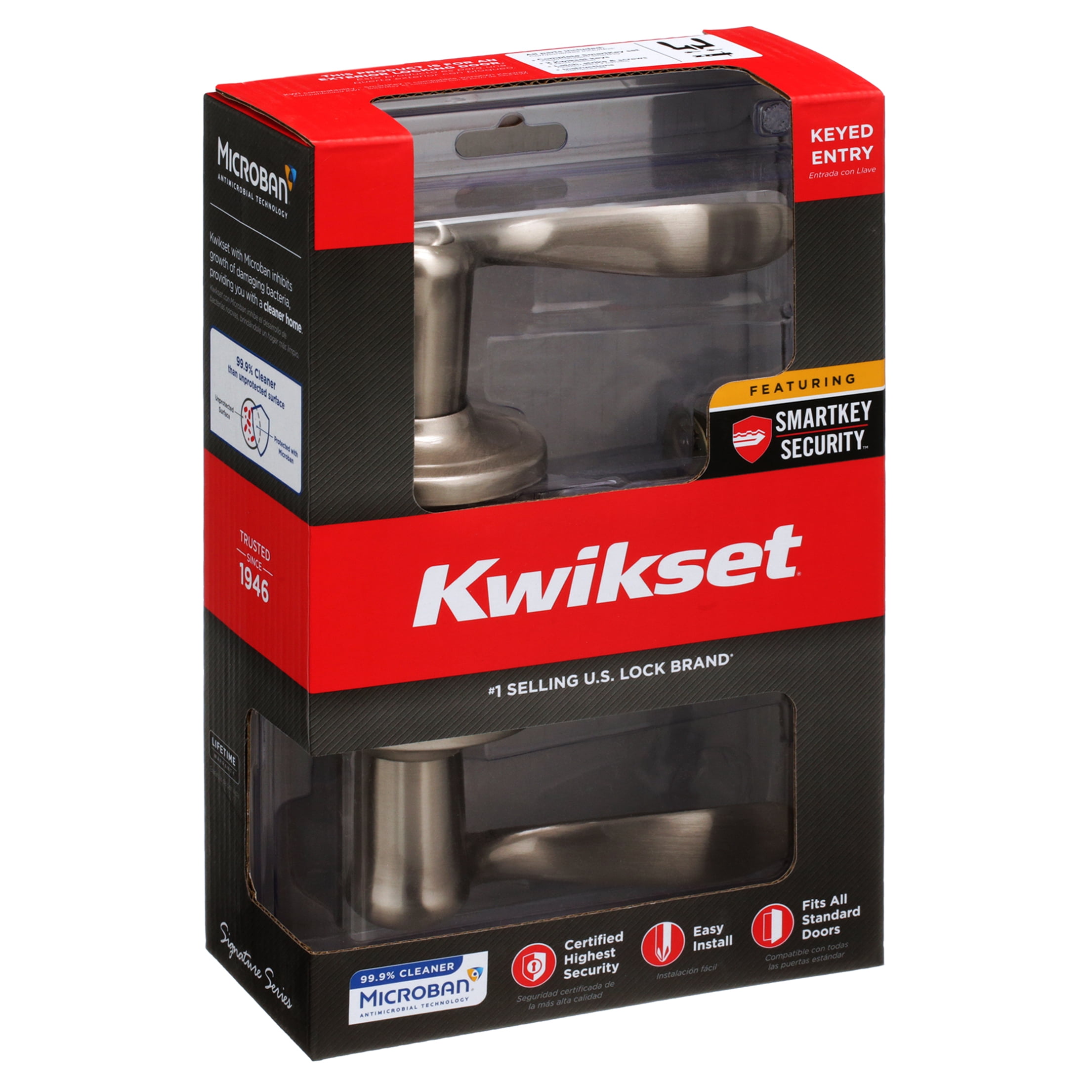 Kwikset Tustin Keyed Entry Lever Featuring Smartkey® in SN - Image 6