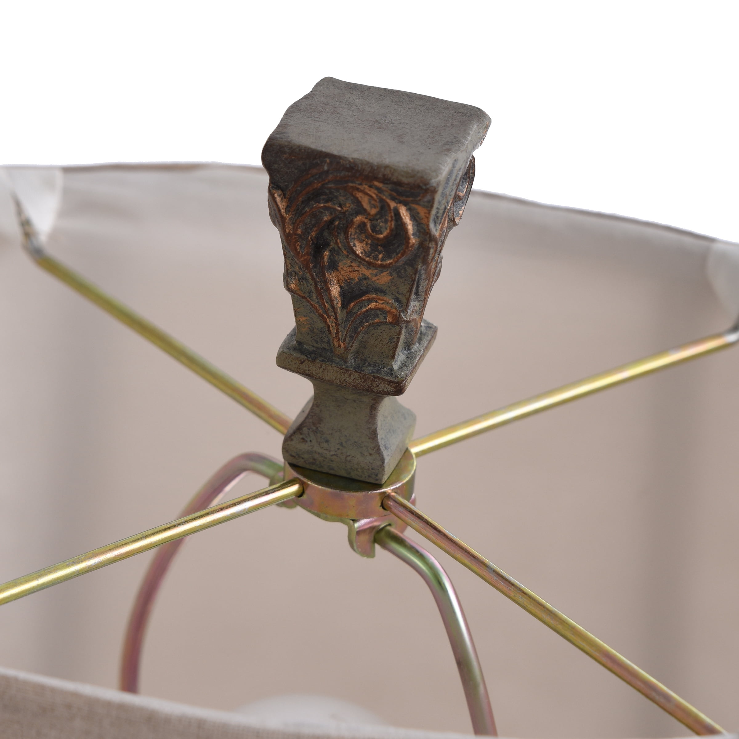 Roman Multi-Dimensional Table Lamp - Natural Finish - Beige Fabric Shade - Image 6