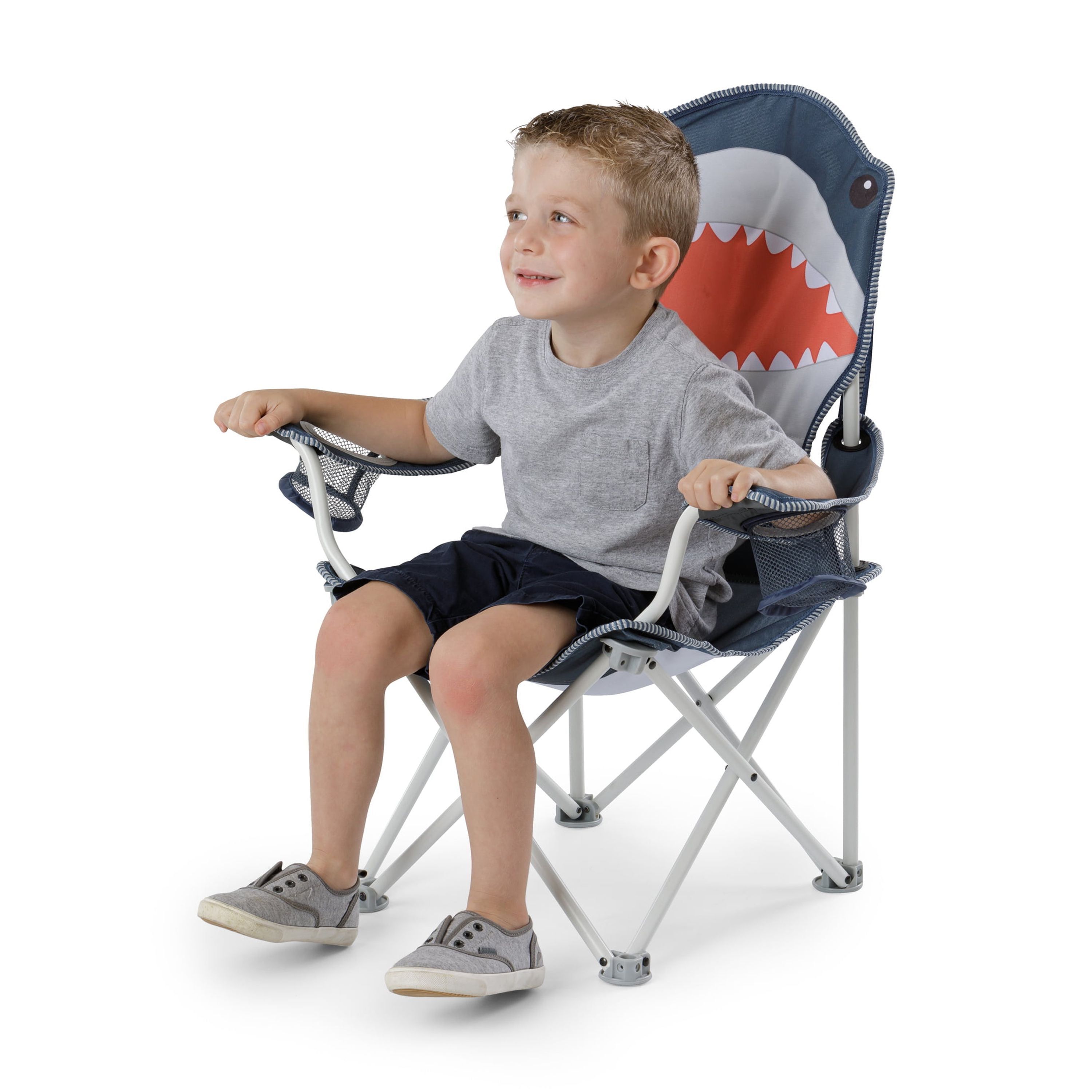 Firefly! Outdoor Gear Finn the Shark Kid's Camping Chair - Navy/Orange/Gray Color - Image 3