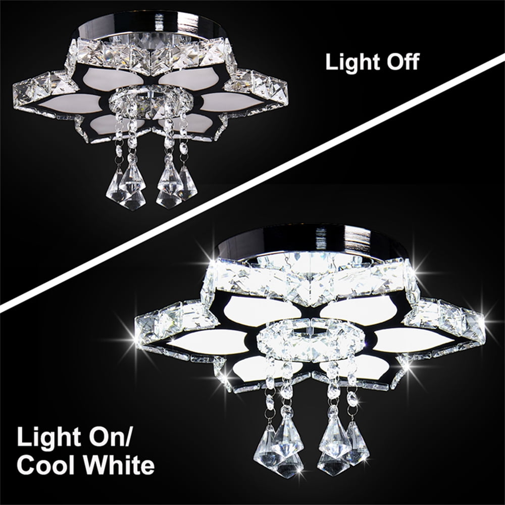 FRIXCHUR Crystal Chandelier Modern LED Flower Shape Chandeliers Flush Mount Chandelier for Bedroom Living Room Dining Room Foyer Closet (Cool White) - Image 11