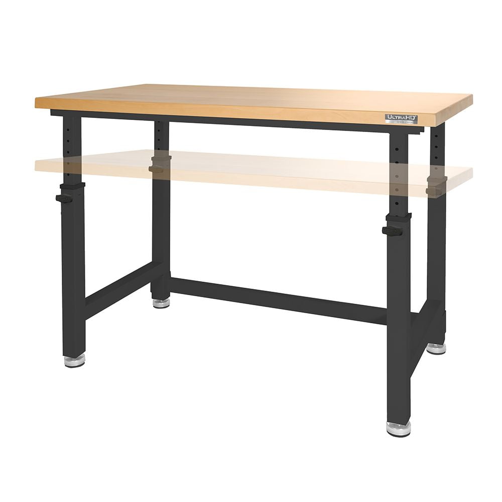 Seville Classics UltraHD® Height Adjustable 4-Foot Heavy-Duty Wood Top Workbench, 48" W x 24" D x (28" to 41.5" H), Graphite - Image 6