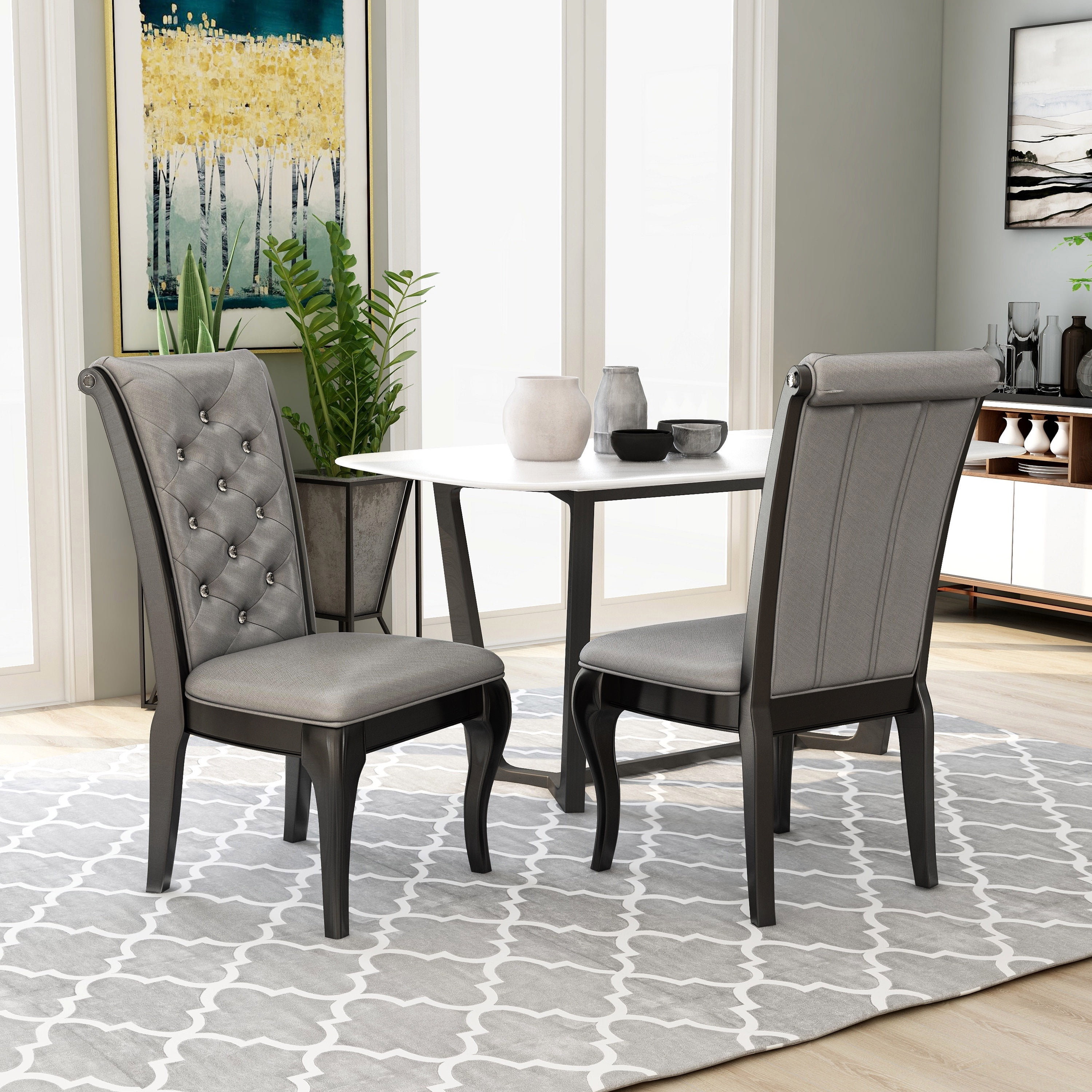 Furniture of America Tara Upholstered Dining Chairs - Set of 2, Gray - Image 3