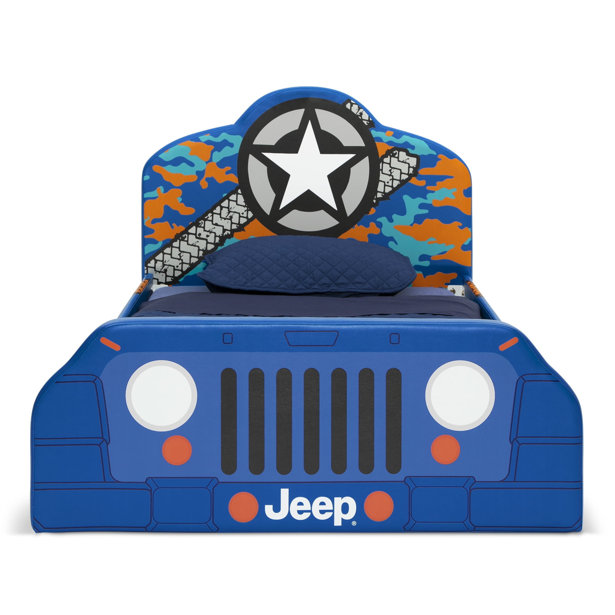 Jeep Upholstered Twin Bed by Delta Children, Blue - Image 2