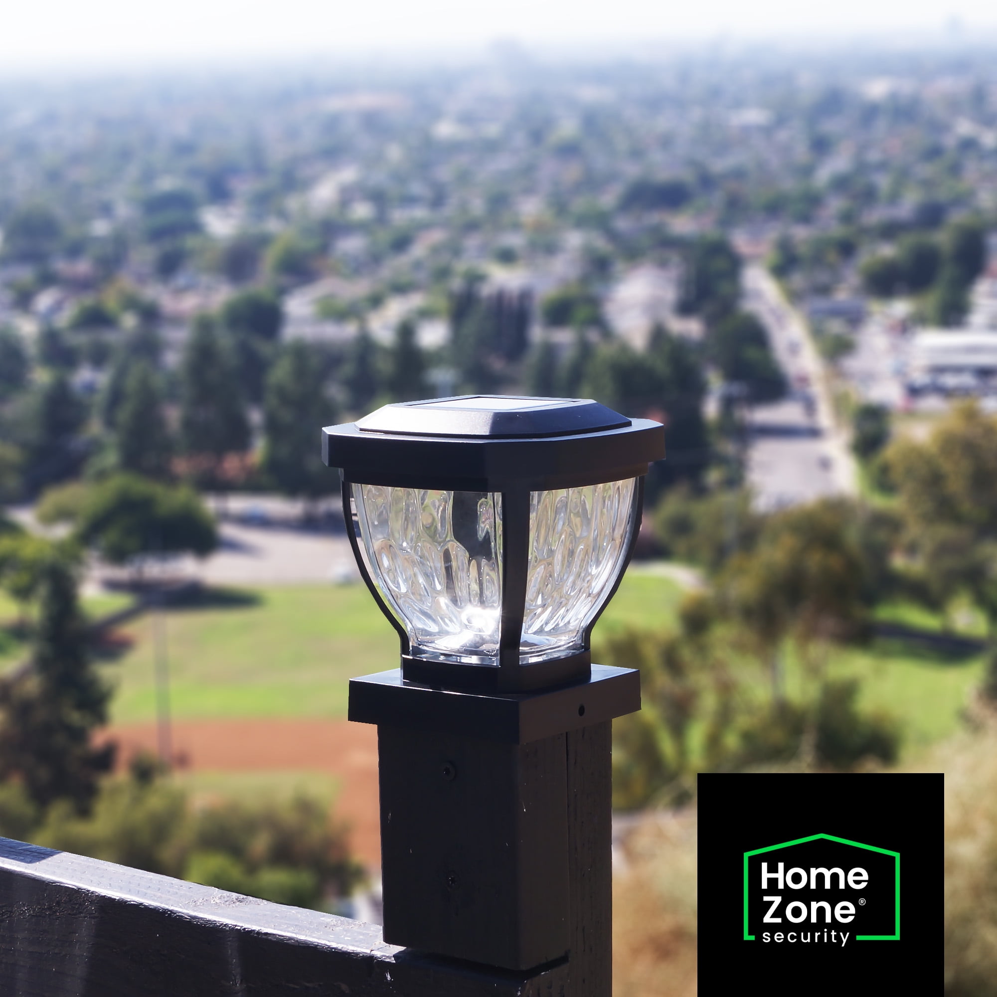 Home Zone Security Solar Post Cap Lights - Decorative Glass LED Outdoor Fits 3.5 x 3.5 in. Post Lights, Black (12-Pack) - Image 3
