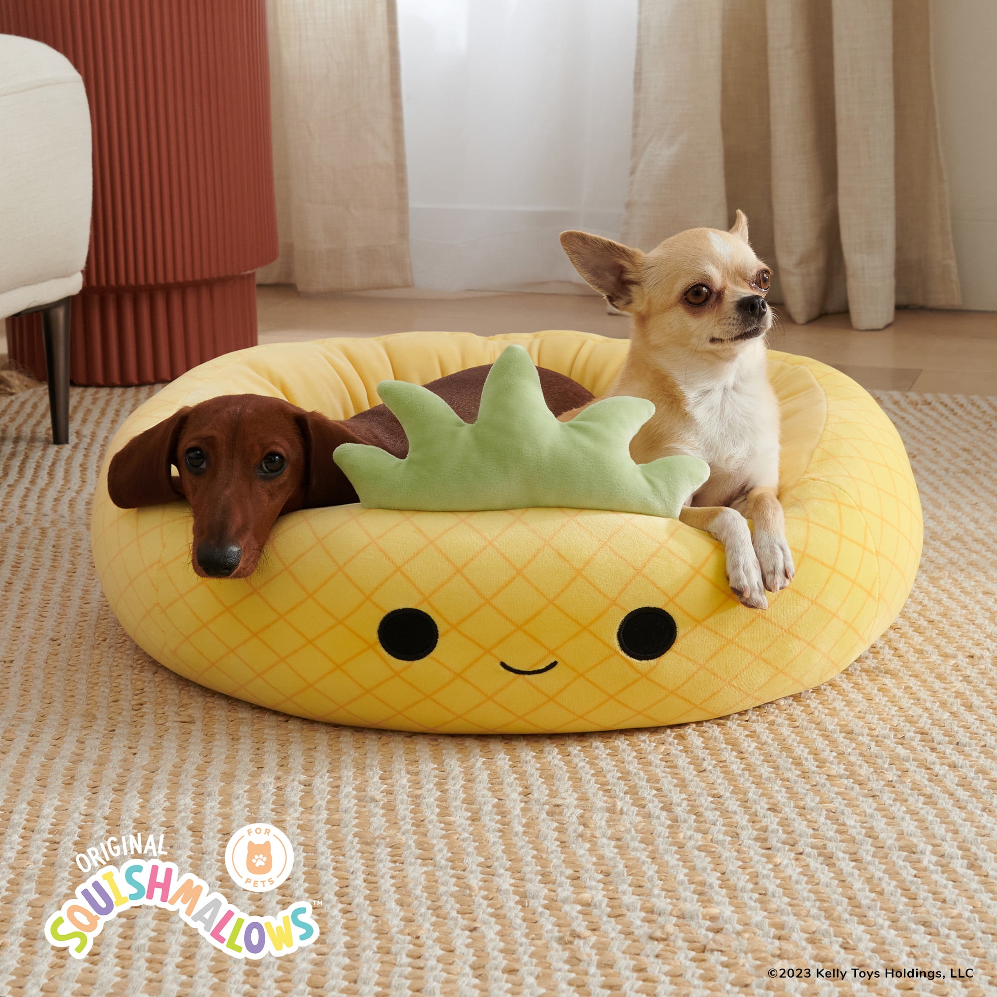 Squishmallows 30 inch Yellow Pineapple Pet Bed - Large Ultra Soft Plush Pet Bed - Image 5