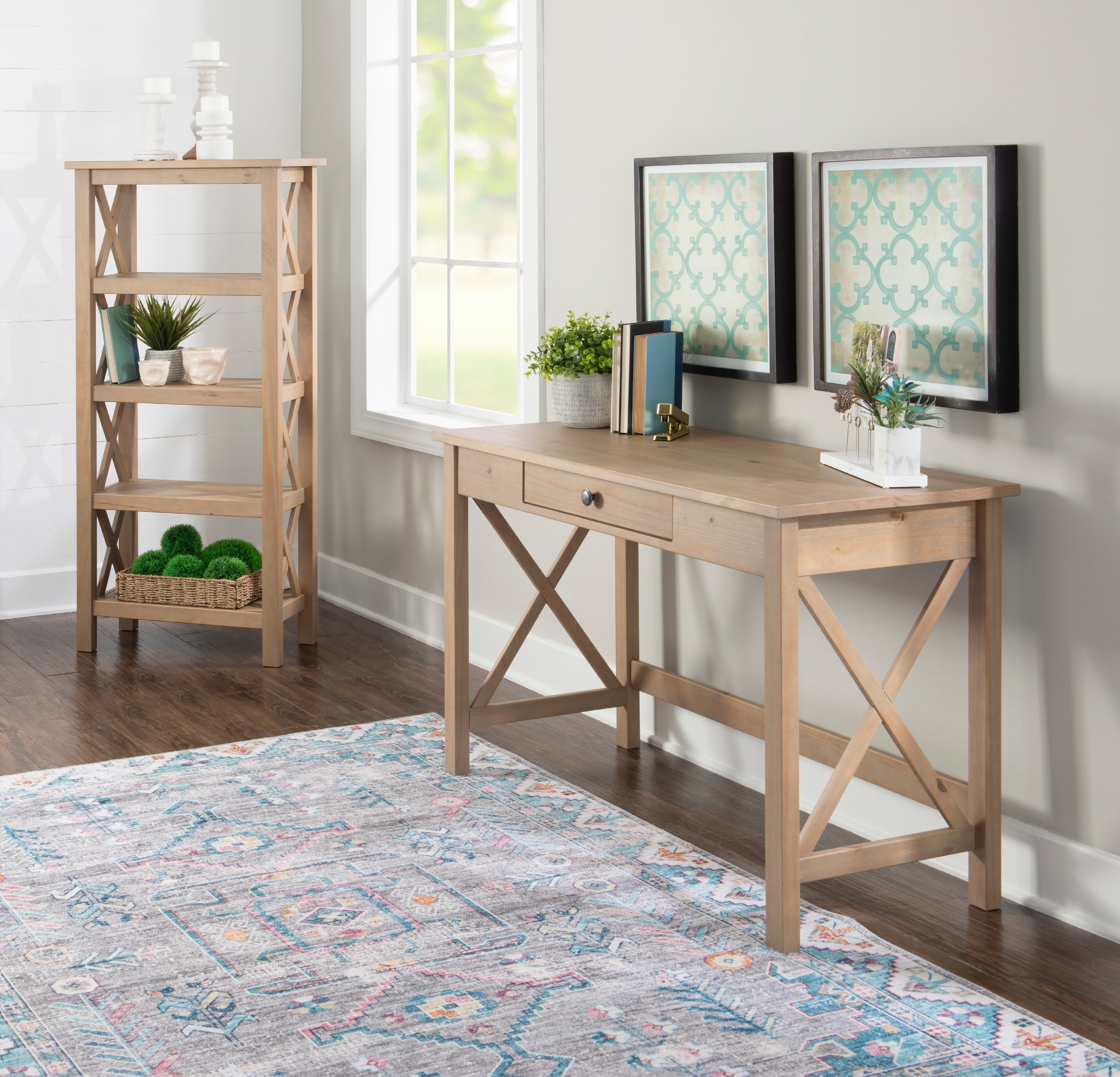 Linon Edmiston 4-Shelf Bookcase, 54" Tall, Driftwood - Image 4