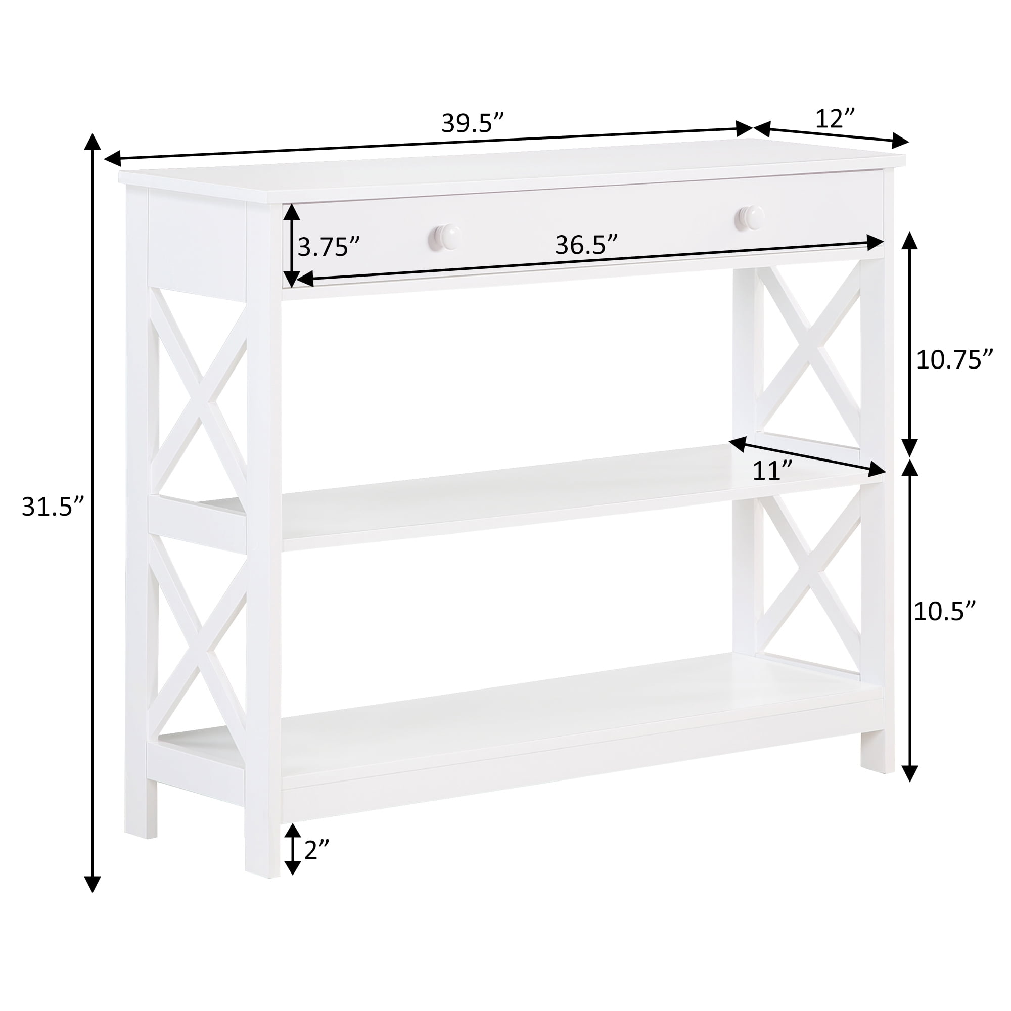 Convenience Concepts Oxford 1 Drawer Console Table with Shelves, White - Image 6