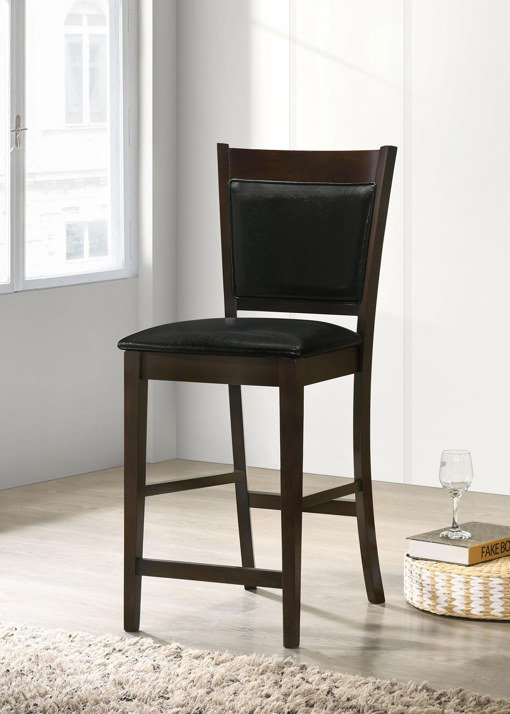 Jaden Upholstered Counter Height Stools Black and Espresso (Set of 2) - Image 4