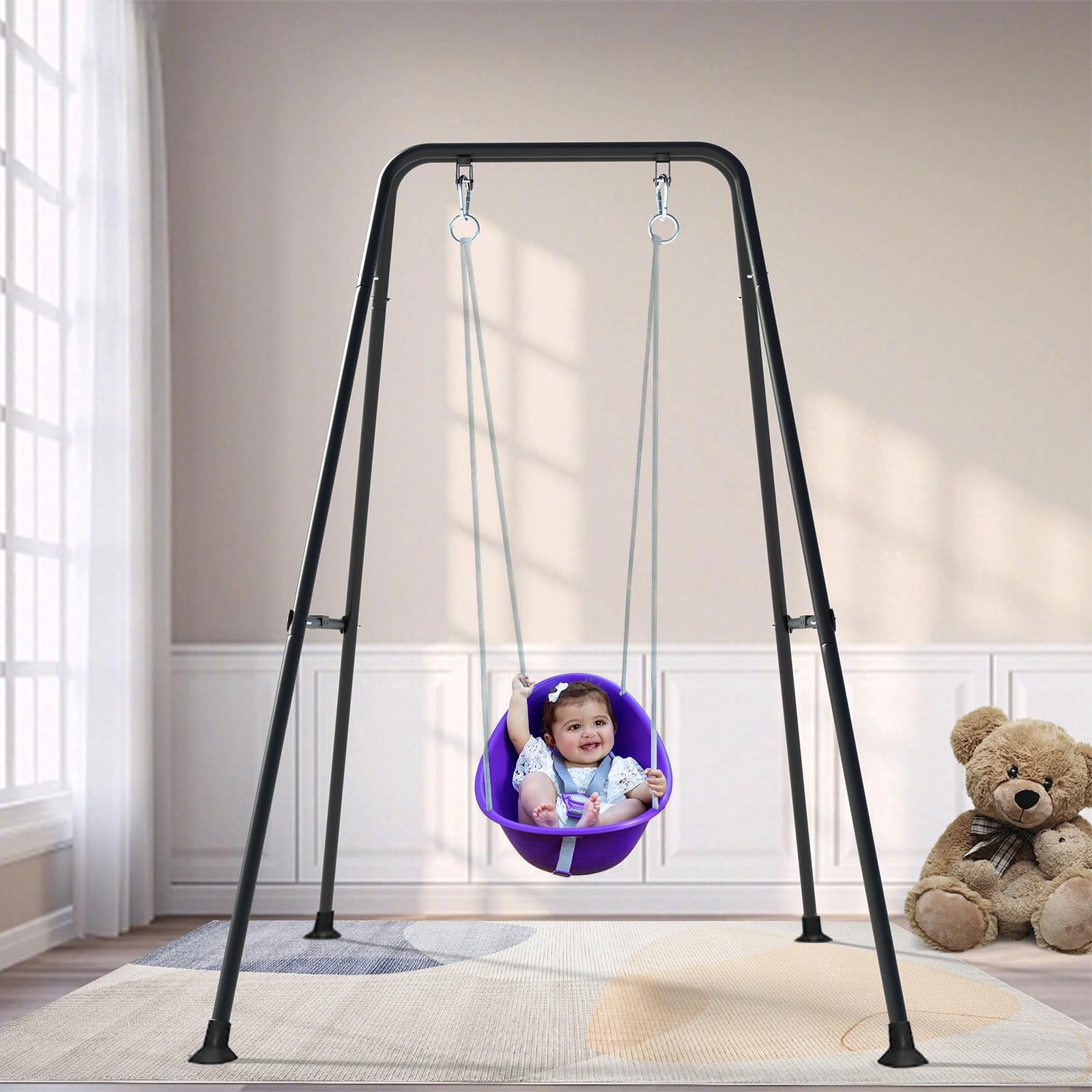 G TALECO GEAR Foldable Swing Stand for Kids, Toddler Swing Sets for Backyard, Outdoor Metal Swing Frame for Baby Swings, Black - Image 6