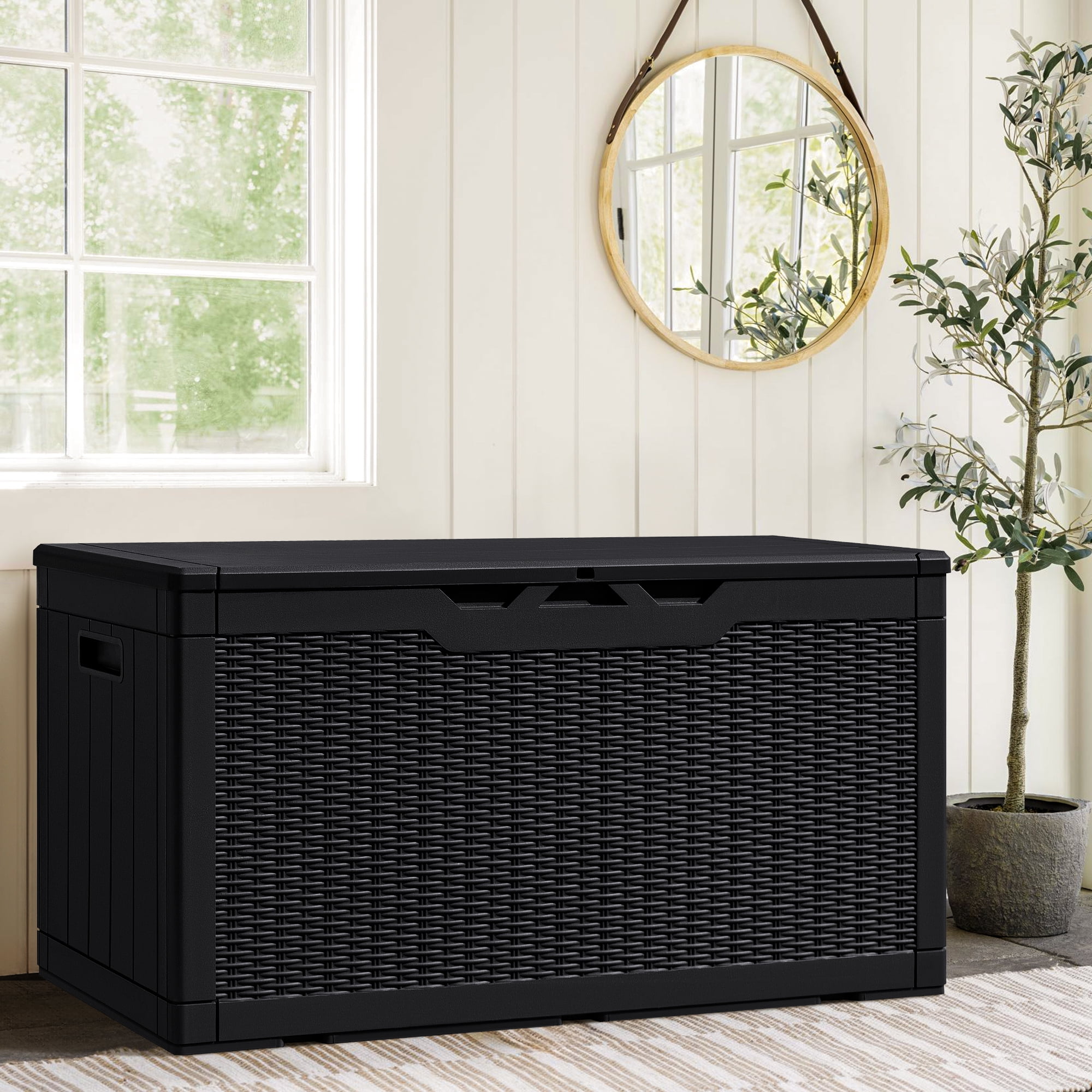 Vineego 100 Gallon All-Weather Resin Deck Box,Indoor Outdoor Lockable Storage Container, Black - Image 9
