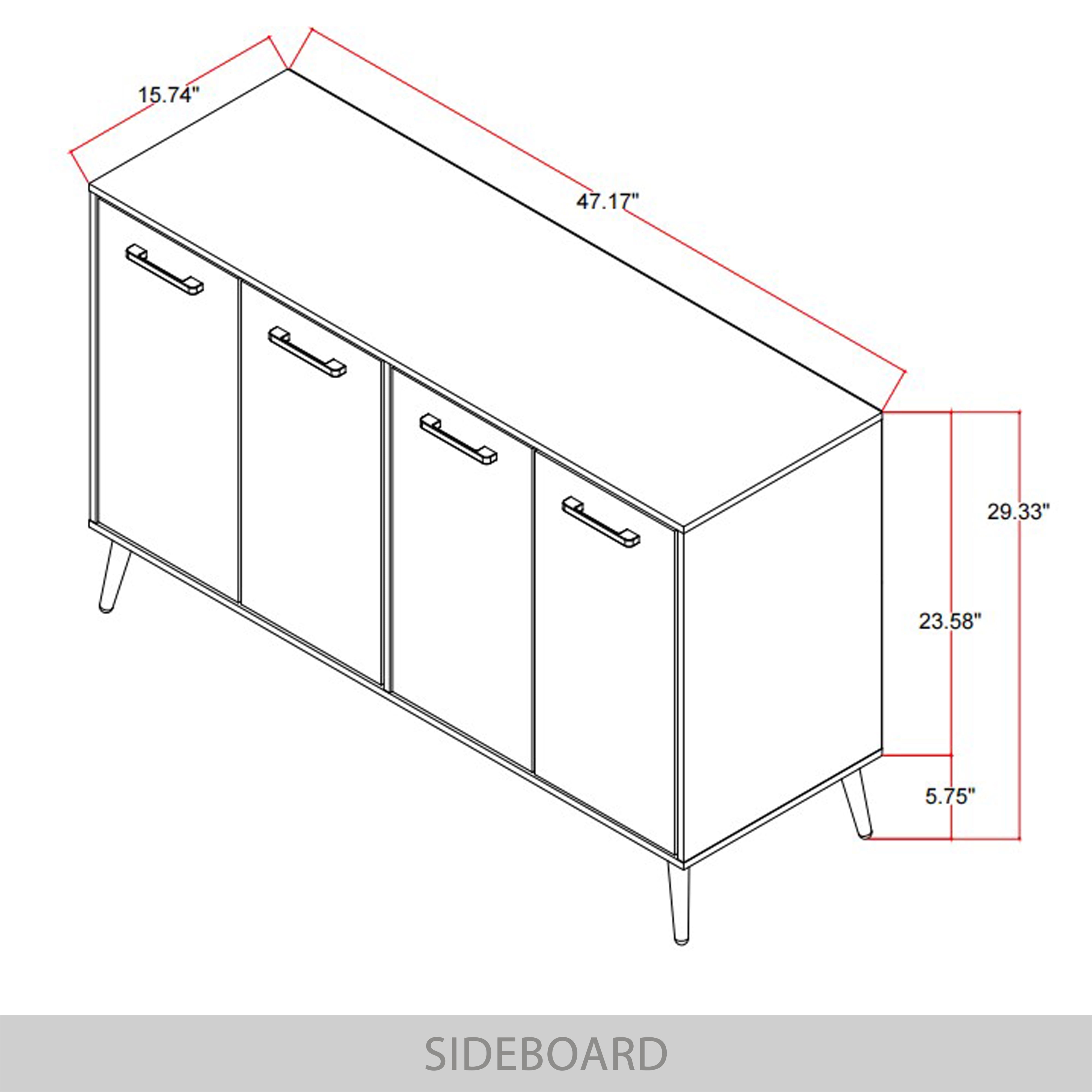 Castle Place Modern Sideboard Buffet Cabinet, Light Grey - Image 5
