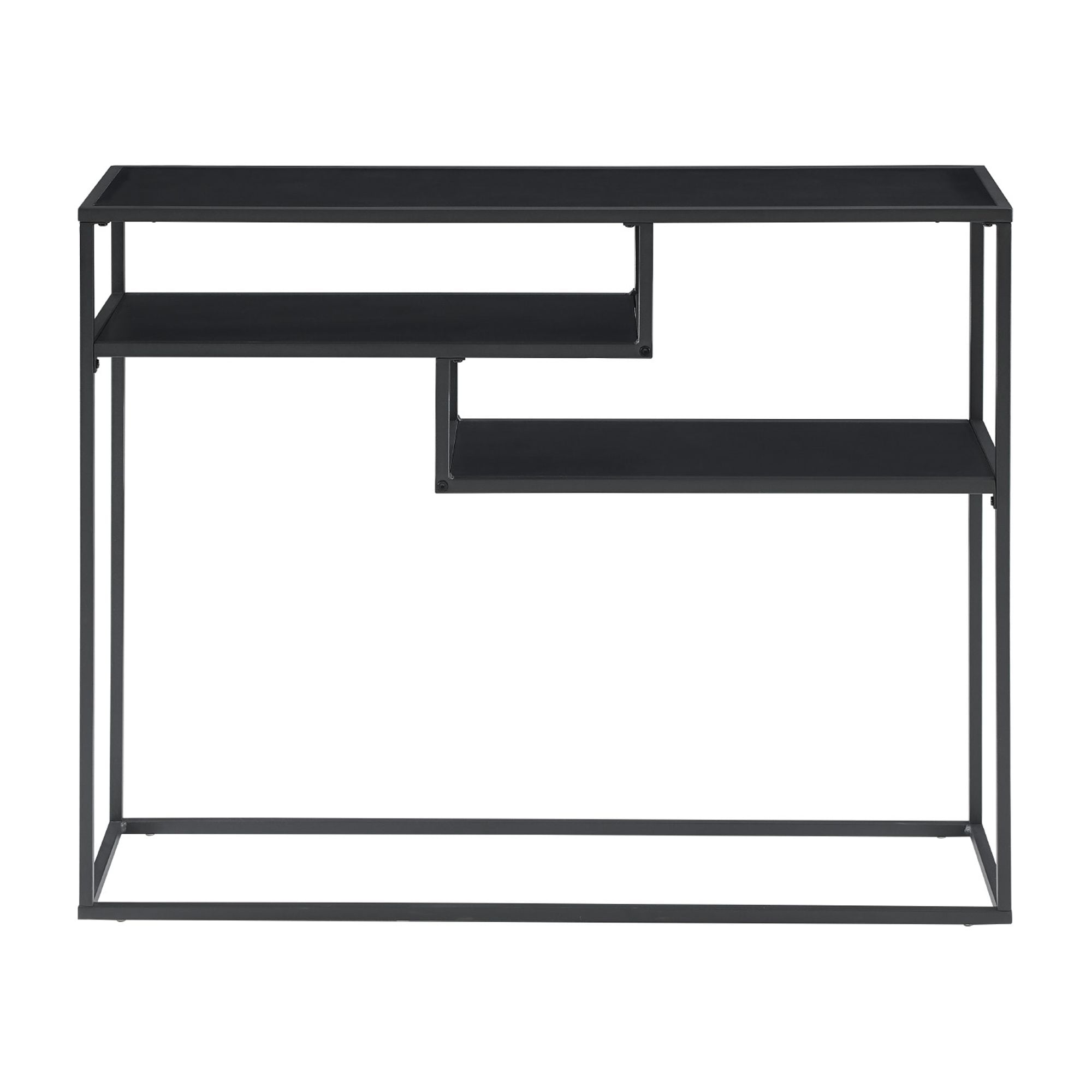 Walker Edison Contemporary Wood and Metal Tiered Entryway Table, Black - Image 6