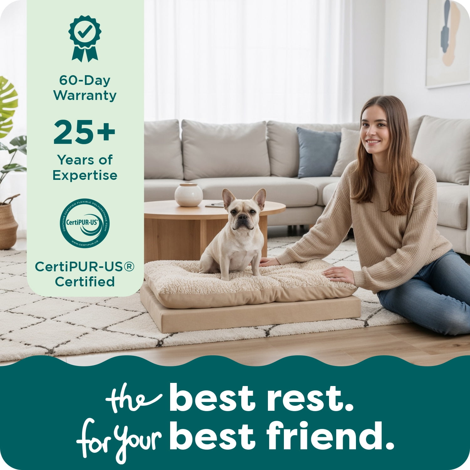 FurHaven Pet Products Medium Embossed Faux Fur & Suede Pillow Top Mattress Dog & Cat Bed, Taupe - Image 4