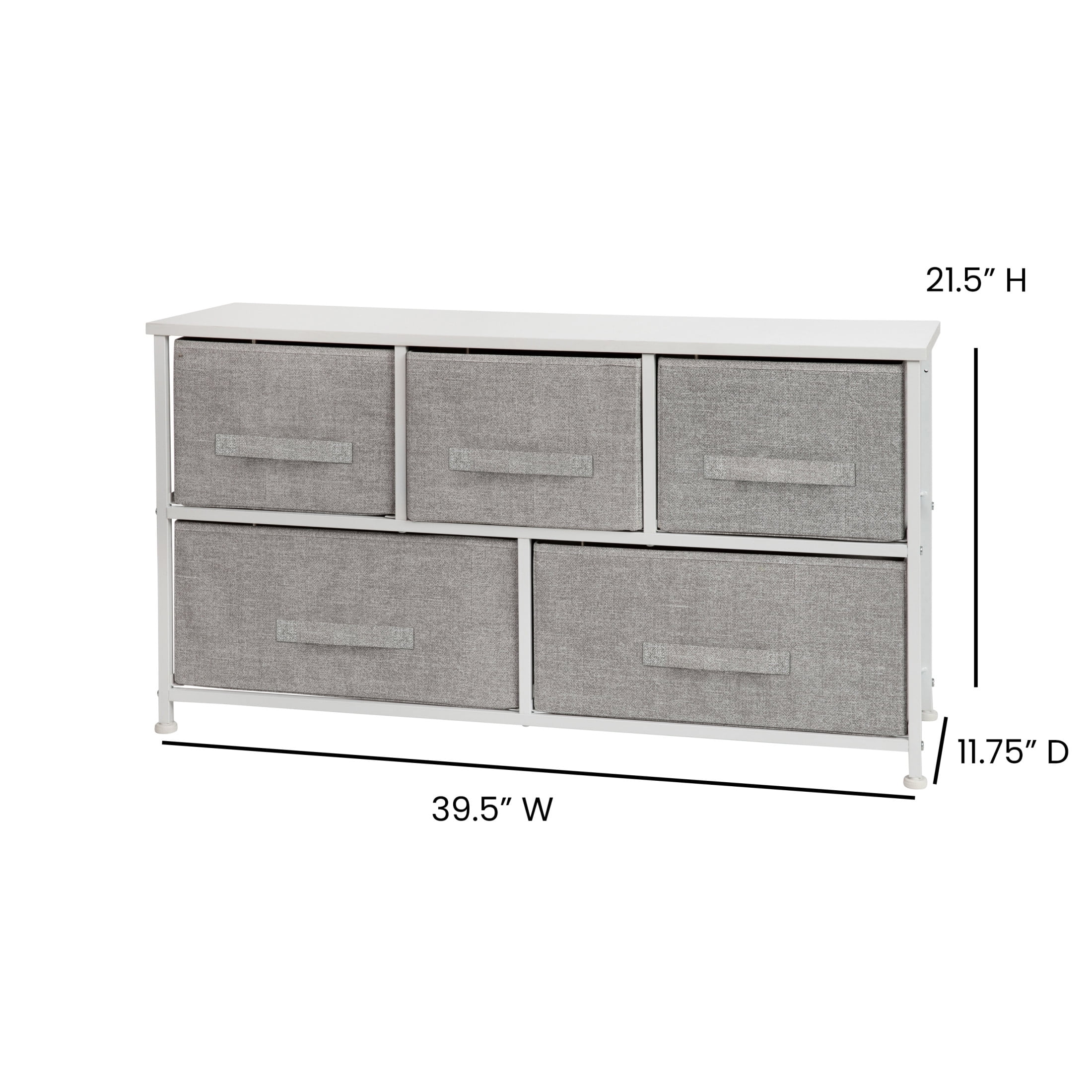 Flash Furniture Harris 5-Drawer Storage Chest of Drawers with Easy Pull Fabric Drawers, Light Gray - Image 10