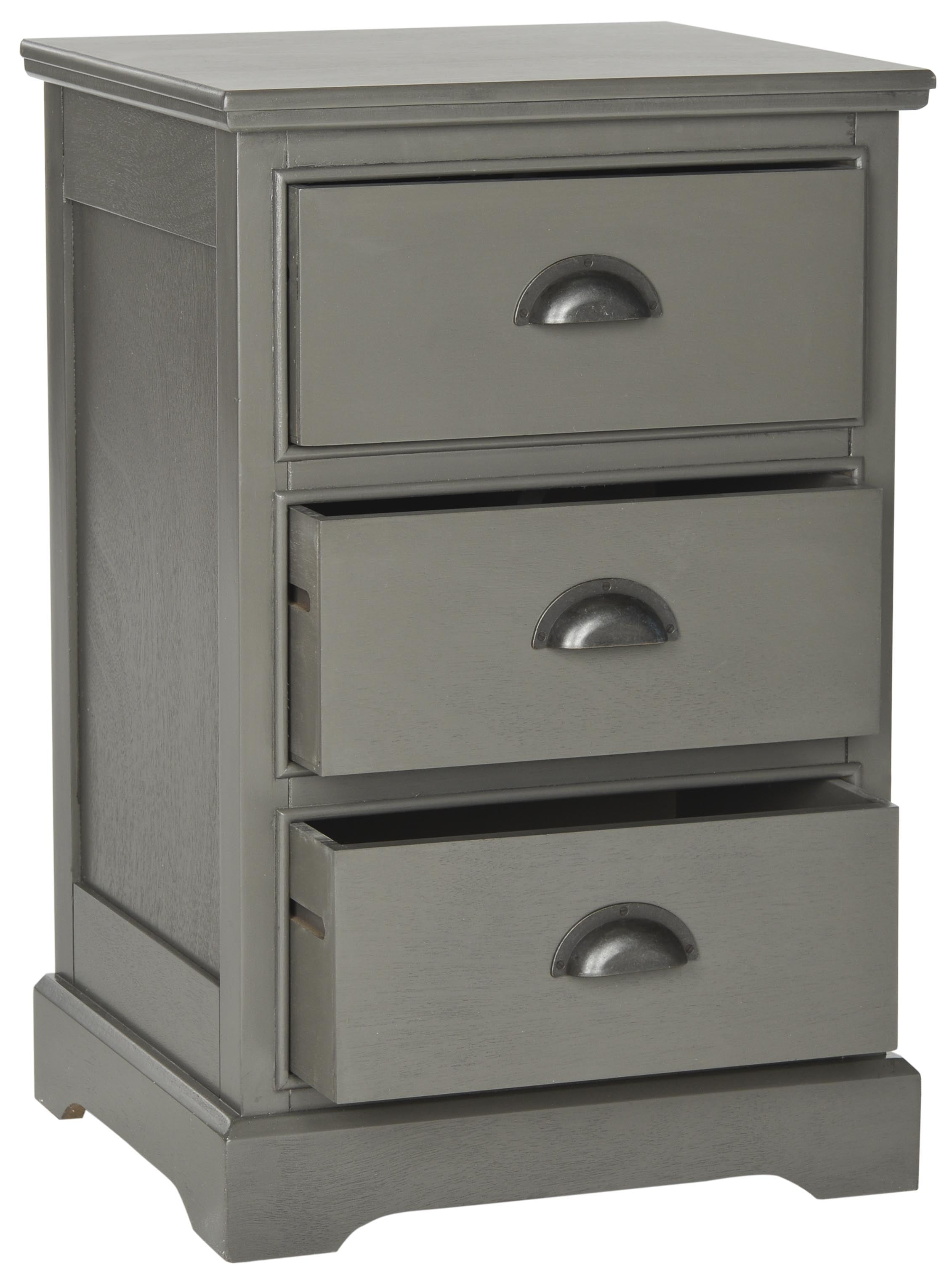 SAFAVIEH Griffin Traditional Rustic 3 Drawer Side Table, Grey - Image 2