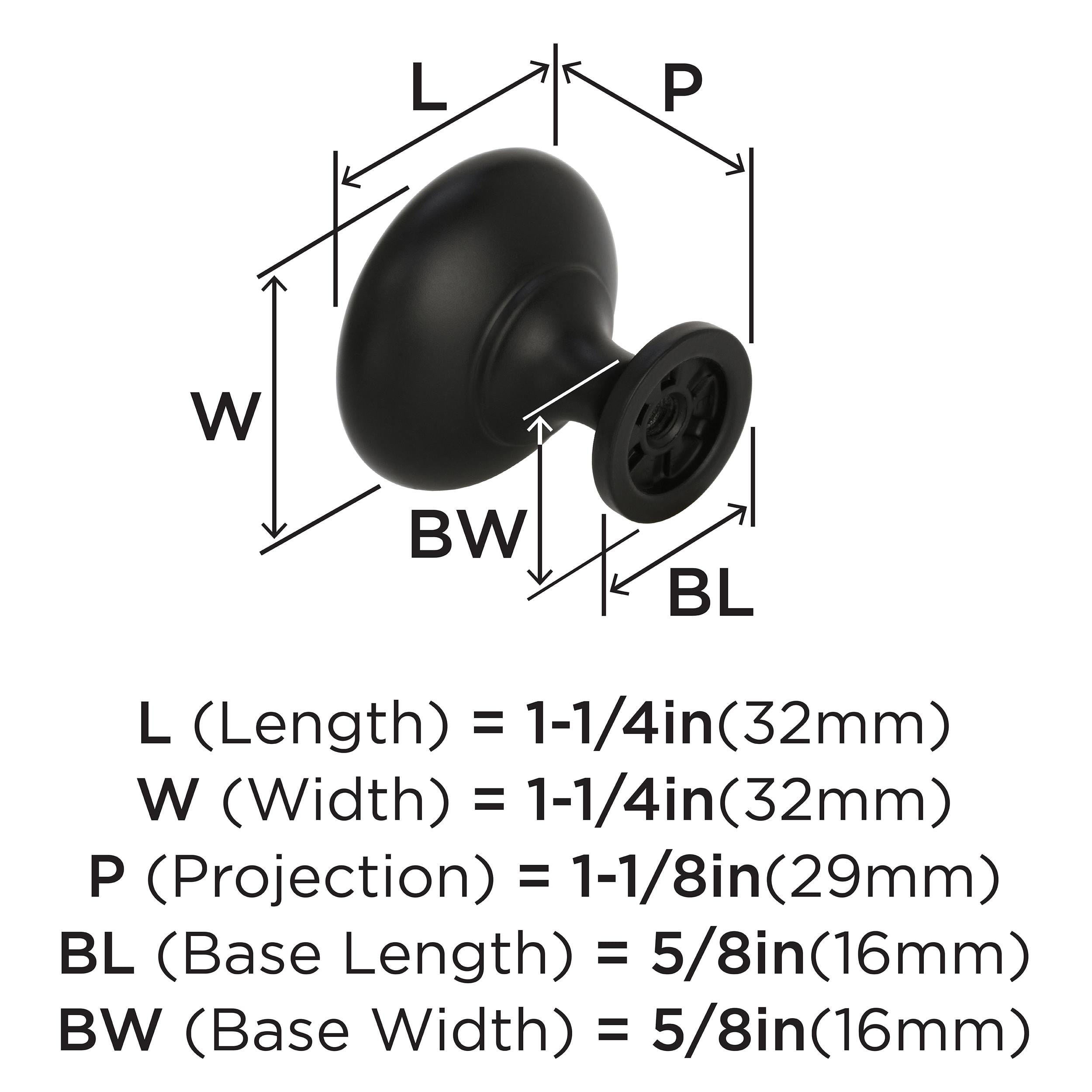 Amerock Edona 1-1/4 inch (32mm) Diameter Matte Black Cabinet Knob - 25 Pack - Image 5