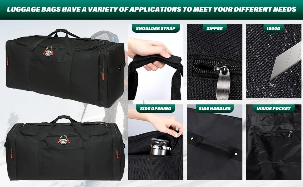 Gilbins Soft Trunk Oversized Durable Duffel bag Overnight Camp Collage and Travel Cargo Size: 42 x 18 x 20, 15,120 Cu. Inch. - Image 4