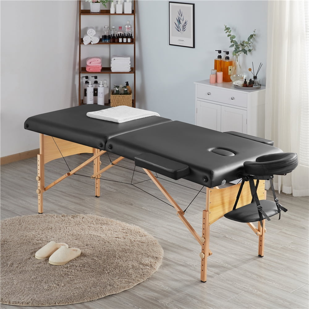 Alden Design 2-Fold Portable Massage Table with Carry Case Bag for Spa Treatments, Black - Image 9