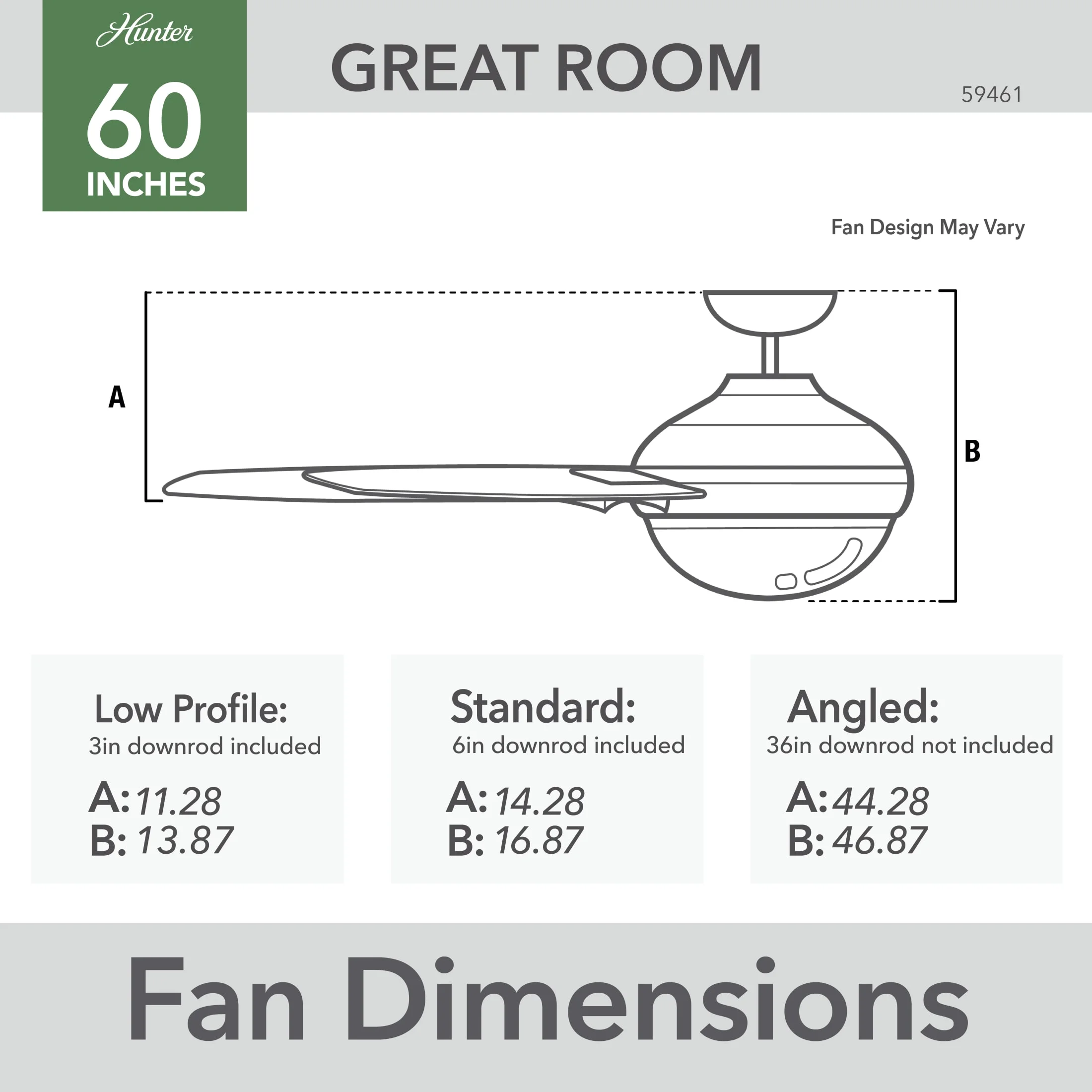 Hunter - Warrant Indoor Ceiling Fan With Light, Wall Control, 60-inch, Noble Bronze, Casual-style, 6-speed, Energy Star, 59461, for living rooms, bedrooms, home offices, kitchens - Image 4