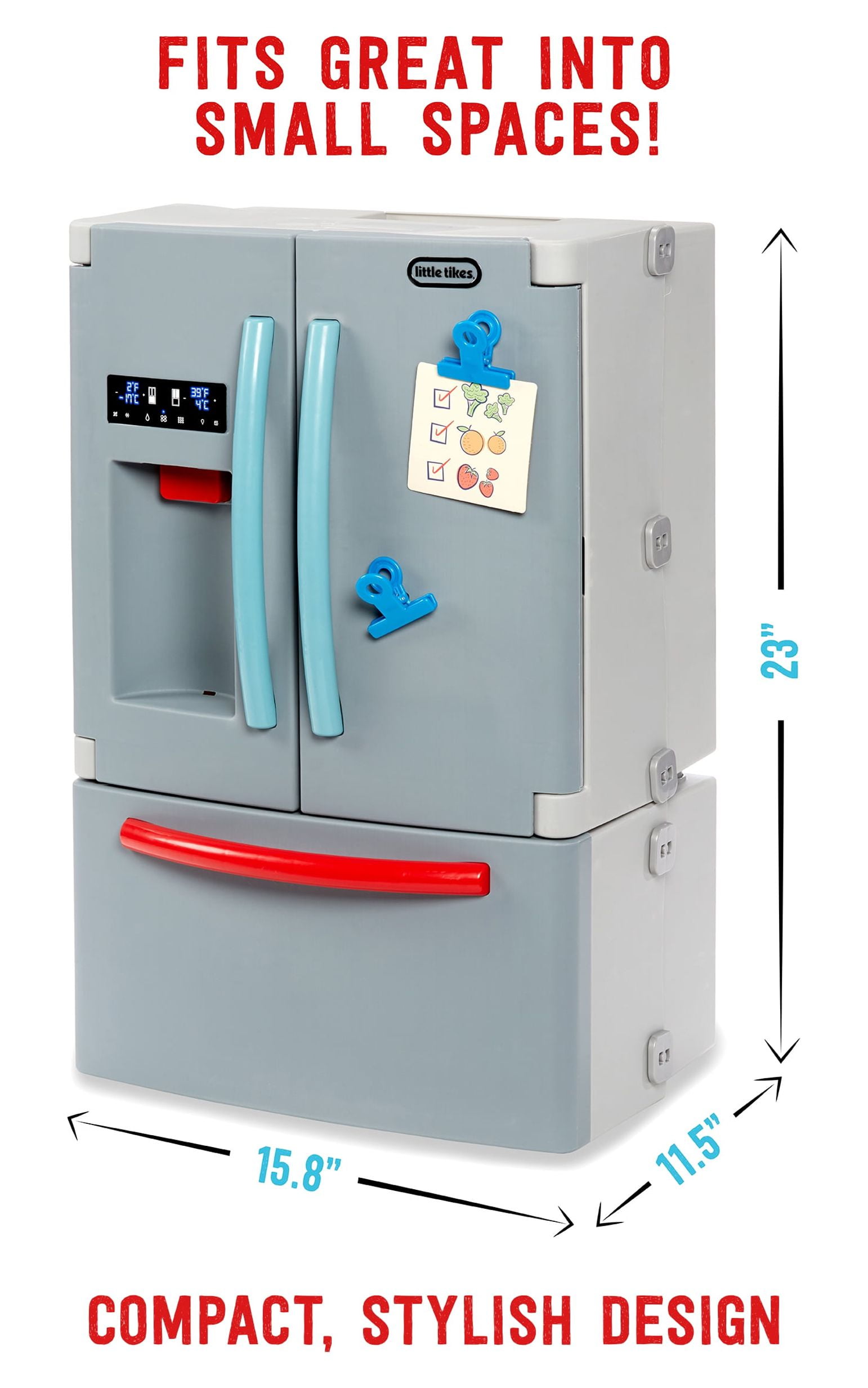 Little Tikes First Fridge Refrigerator with Ice Dispenser, Pretend Play Appliance with 11 Kitchen Accessories, Kids Ages 2+ - Image 6