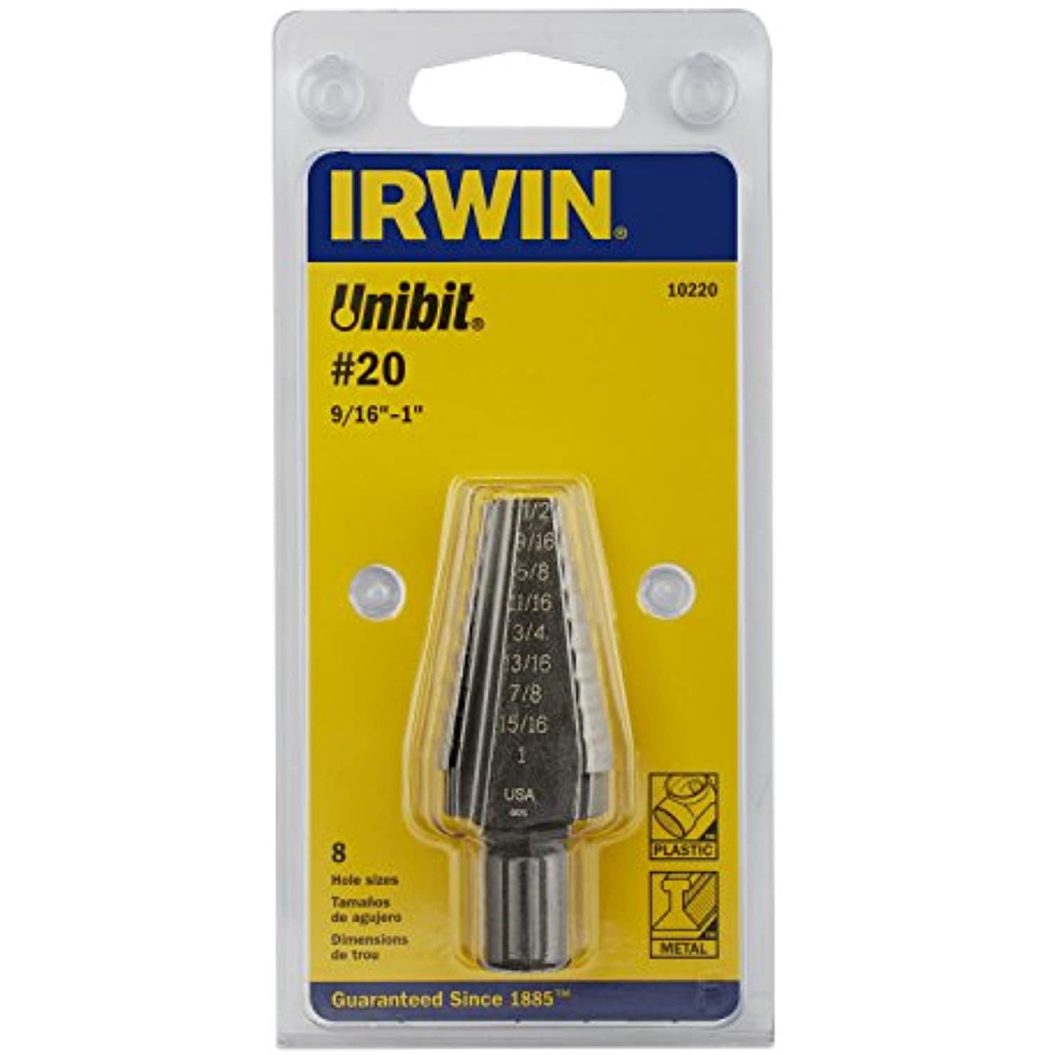 Irwin/Hanson UN20 9/16" - 1" Unibit High Speed Steel Fractional Step Drill - Image 2