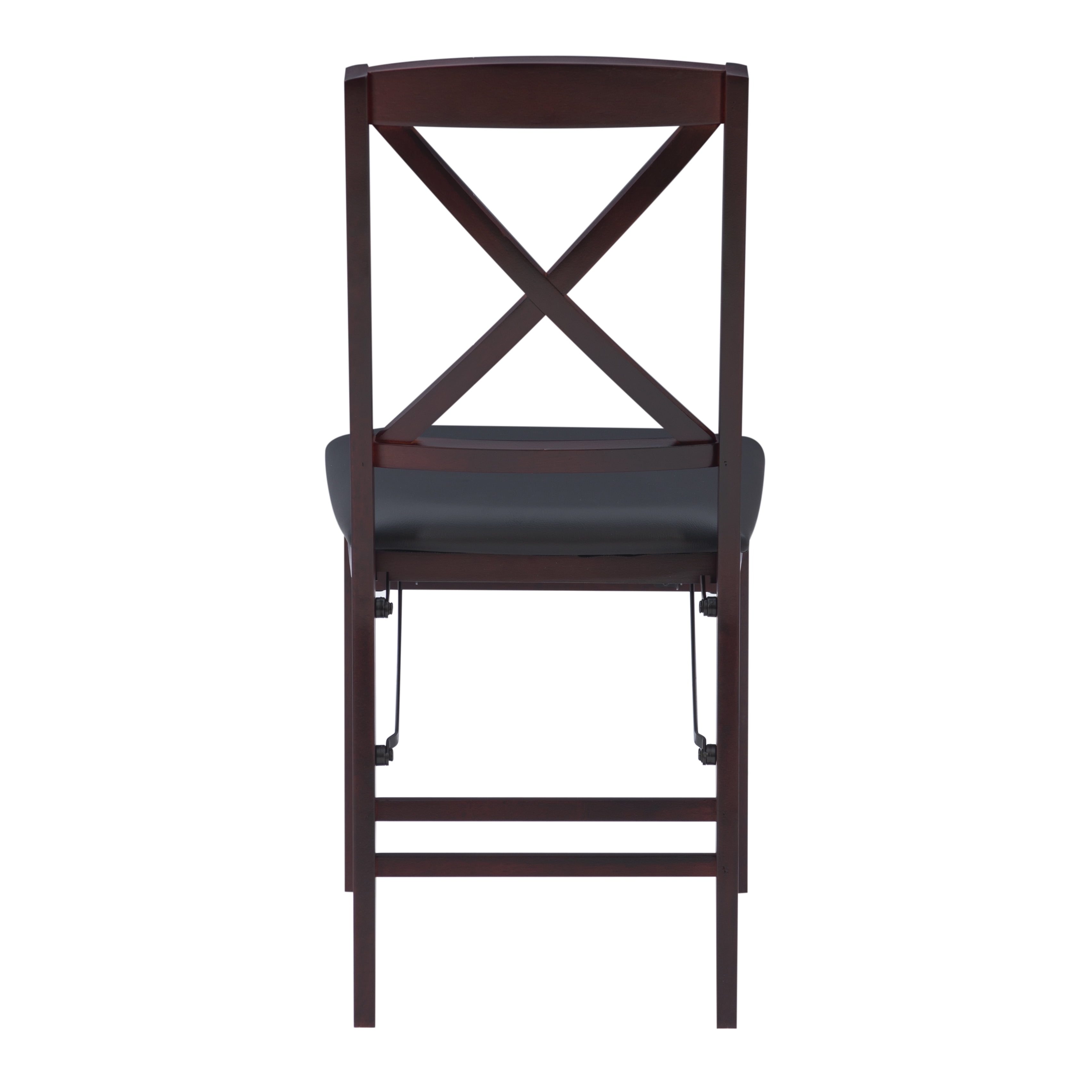 Linon Farrow Indoor Faux Leather Folding Chair with Cross-Back, Set of 2, Merlot/Dark Brown - Image 9