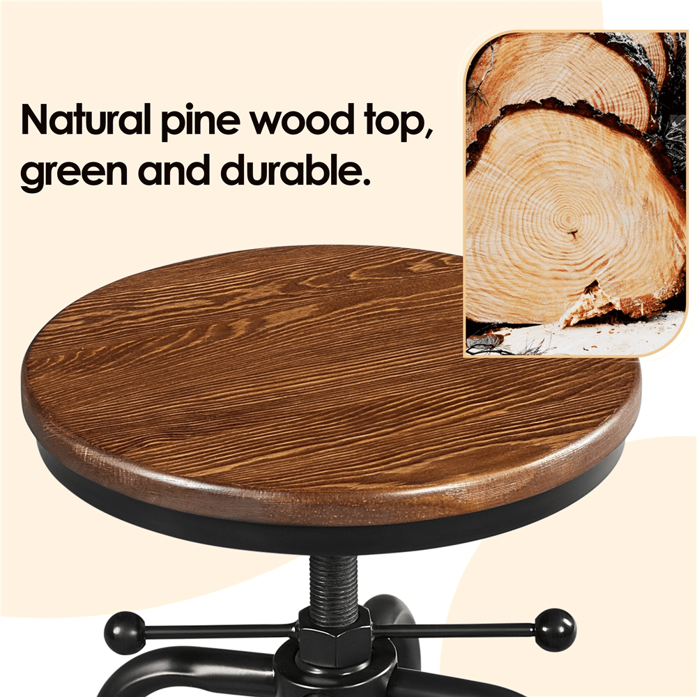 Alden Design Vintage Metal Industrial Bar Stool Counter Height for Kitchen Restaurant Bar, Brown - Image 3