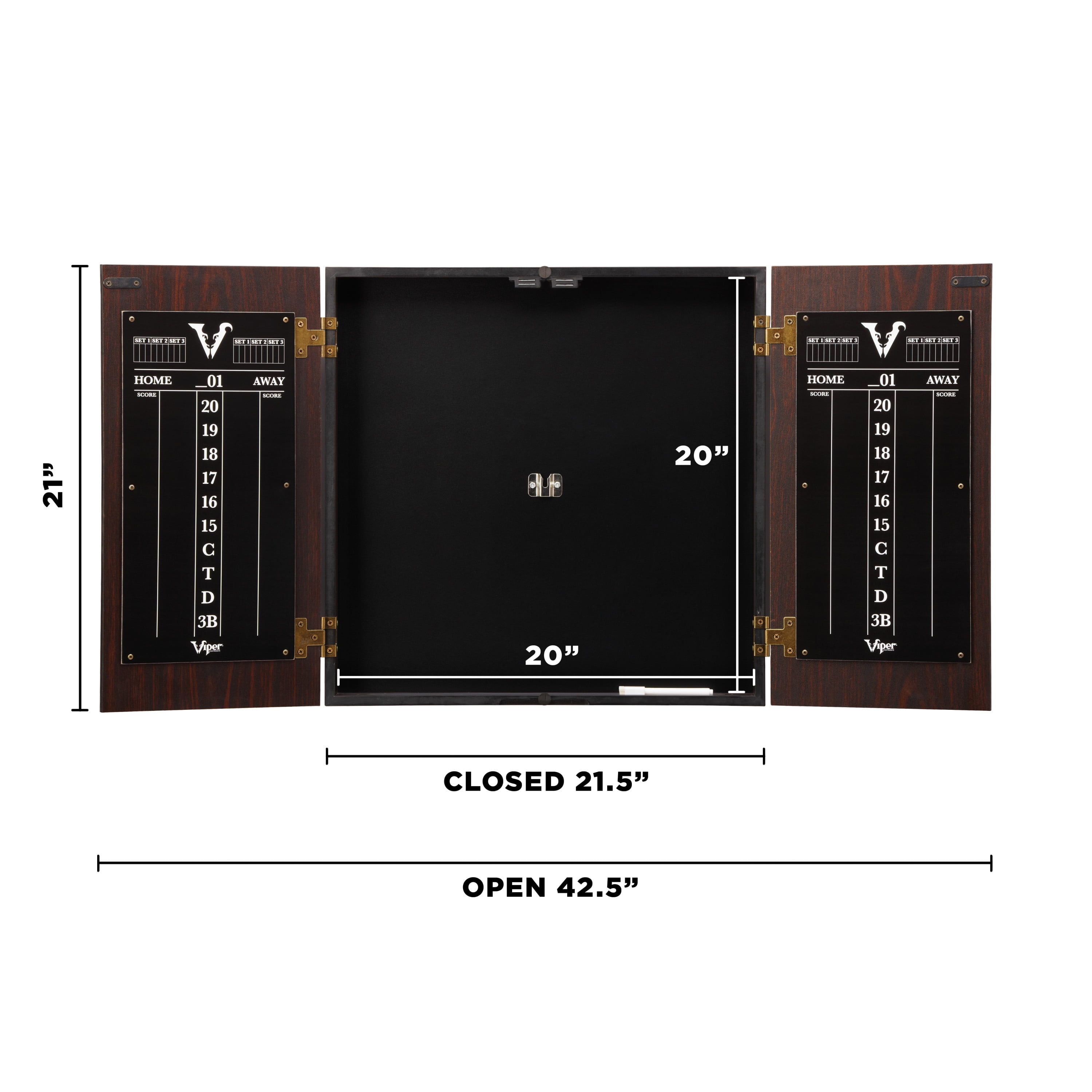 Viper Stadium Dartboard Cabinet w/ Shot King Sisal Dartboard and Shadow Buster Light, Mahogany - Image 5