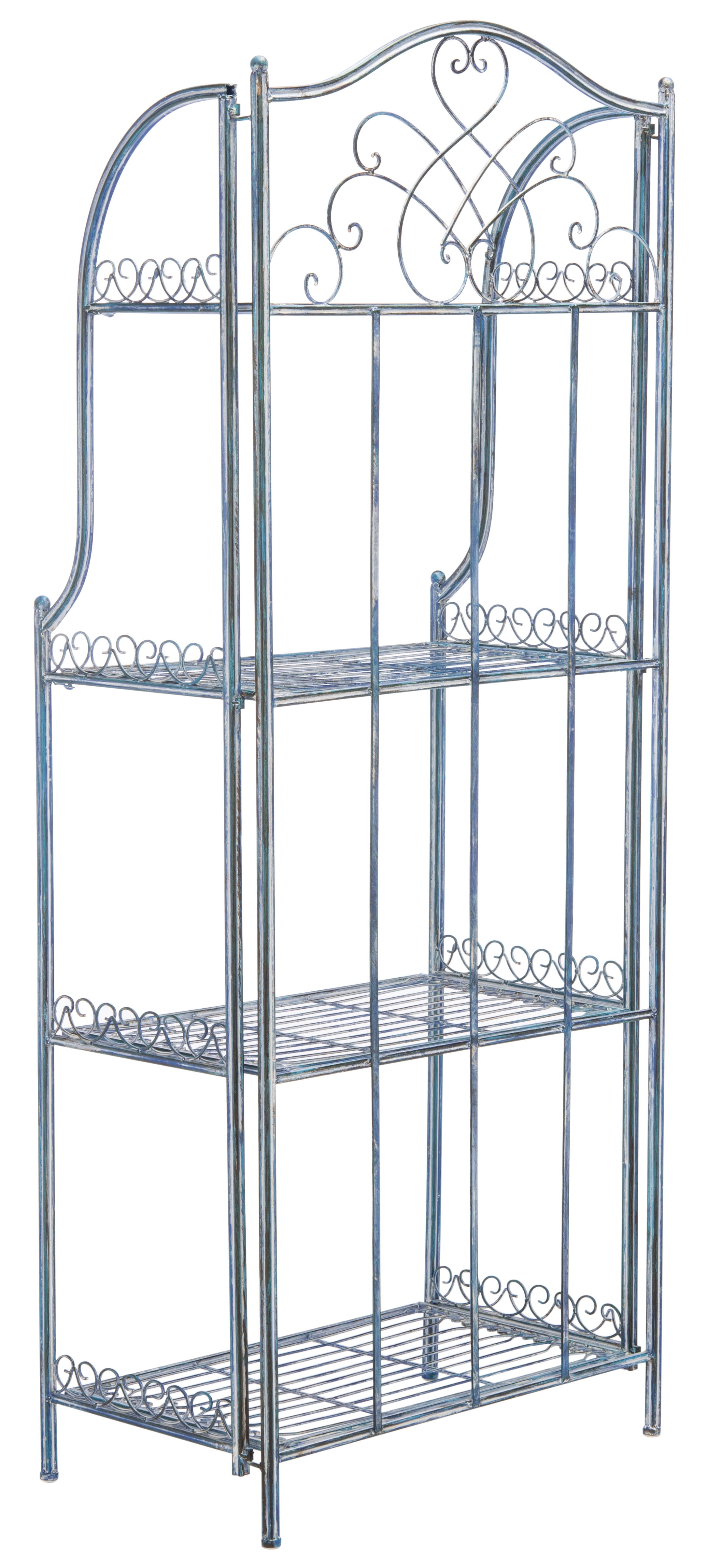 SAFAVIEH Amaris Outdoor Wrought Iron 4 Tier Bakers Rack, Antique Blue - Image 6