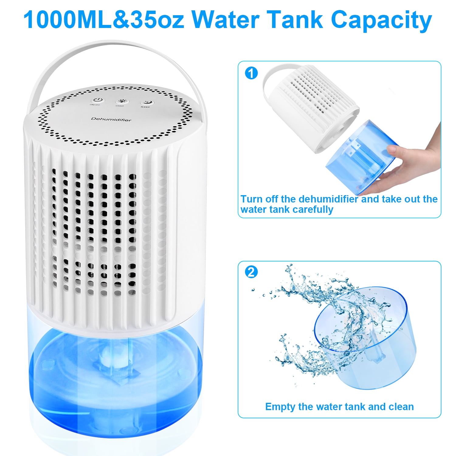 Dehumidifier for Room Home,HopePow Automatic Defrosting Auto-Off Dehumidifier Energy Efficiency 7 Colors Light Mini Dehumidifier for Room Bathroom,Basement,Bedroom,White - Image 4