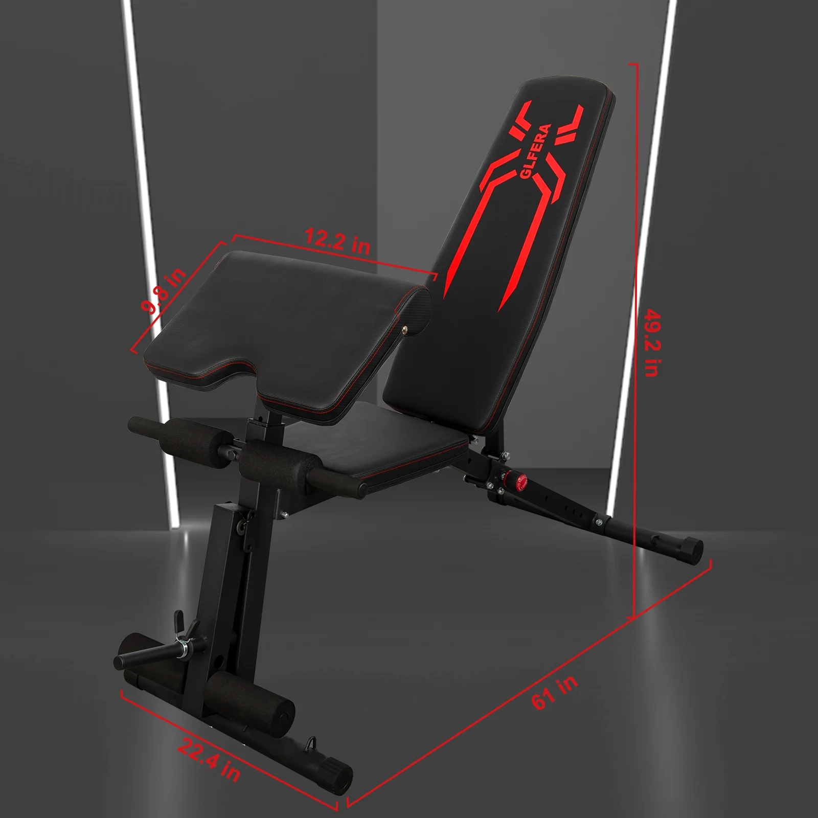 GLFERA Adjustable Weight Bench,660LBS Workout Bench for Home Gym with Preacher Curl and Leg Press Attachment Fitness - Image 6