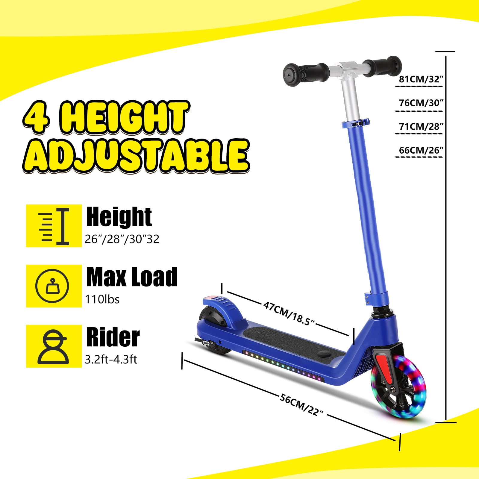 COBIZI Electric Scooter for Kids Ages 6-8, Top 6 mph &120W Motor, Adjustable Height & Speed, Kids Electric Scooter with Colorful Lights for Boys & Girls,Pink - Image 7