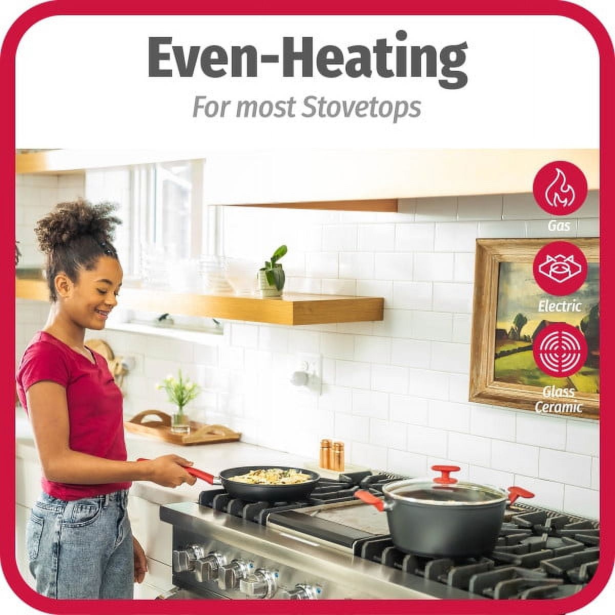 GoodCook ProEase Nonstick 12 Piece Cookware Set with Utensils, Black - Image 11