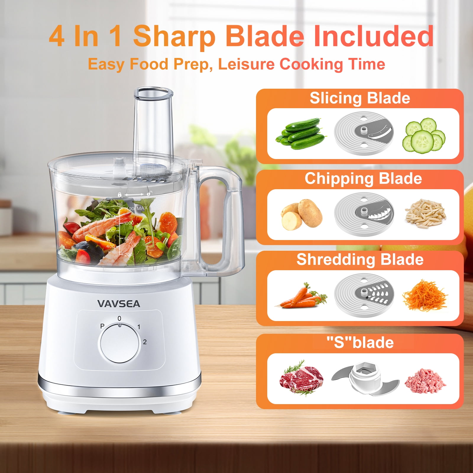 VAVSEA 8 Cup Food Processor and Vegetable Chopper for Dicing, Slicing, Shredding, and Mincing, New Food Chopper for Vegetables, Meat, Grains, Nuts - Image 6