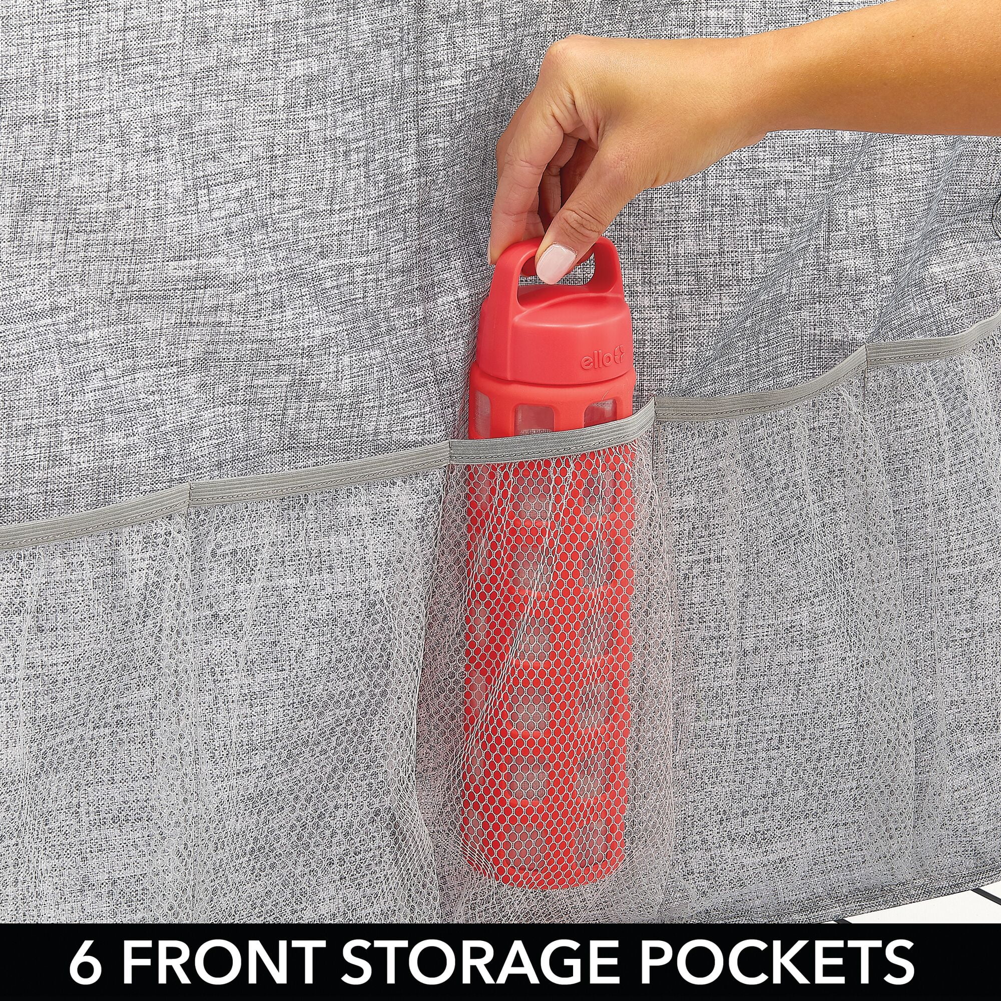 mDesign Sports Equipment Organizer Bin Rack - Front Pockets, Graphite/Gray - Image 7