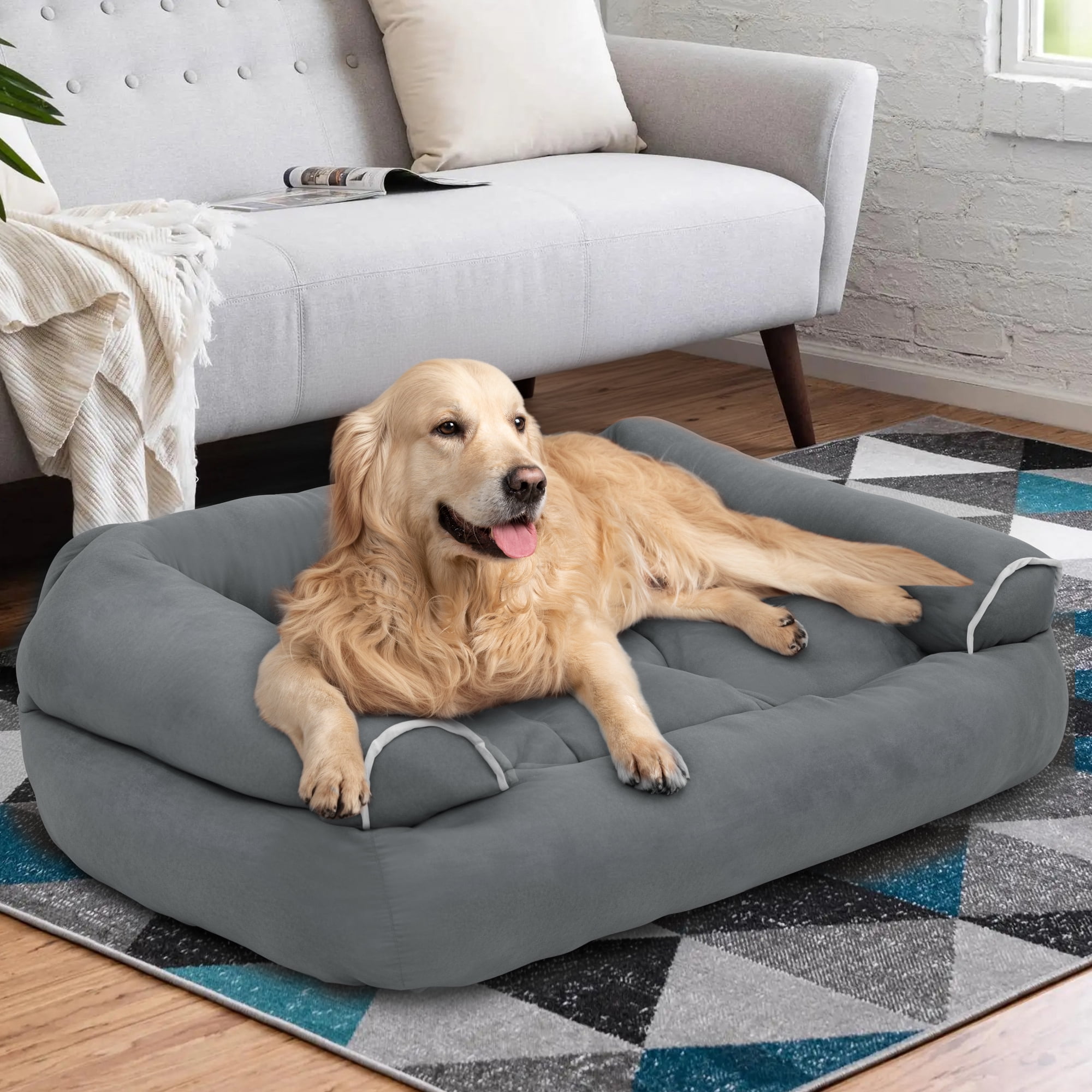 ZUPOX Orthopedic Dog Beds for Large Dogs, Waterproof Dog Bed with Removable Cover and Non-Slip Bottom, Large Dog Bed for Small Medium Large Dogs, Grey - Image 5