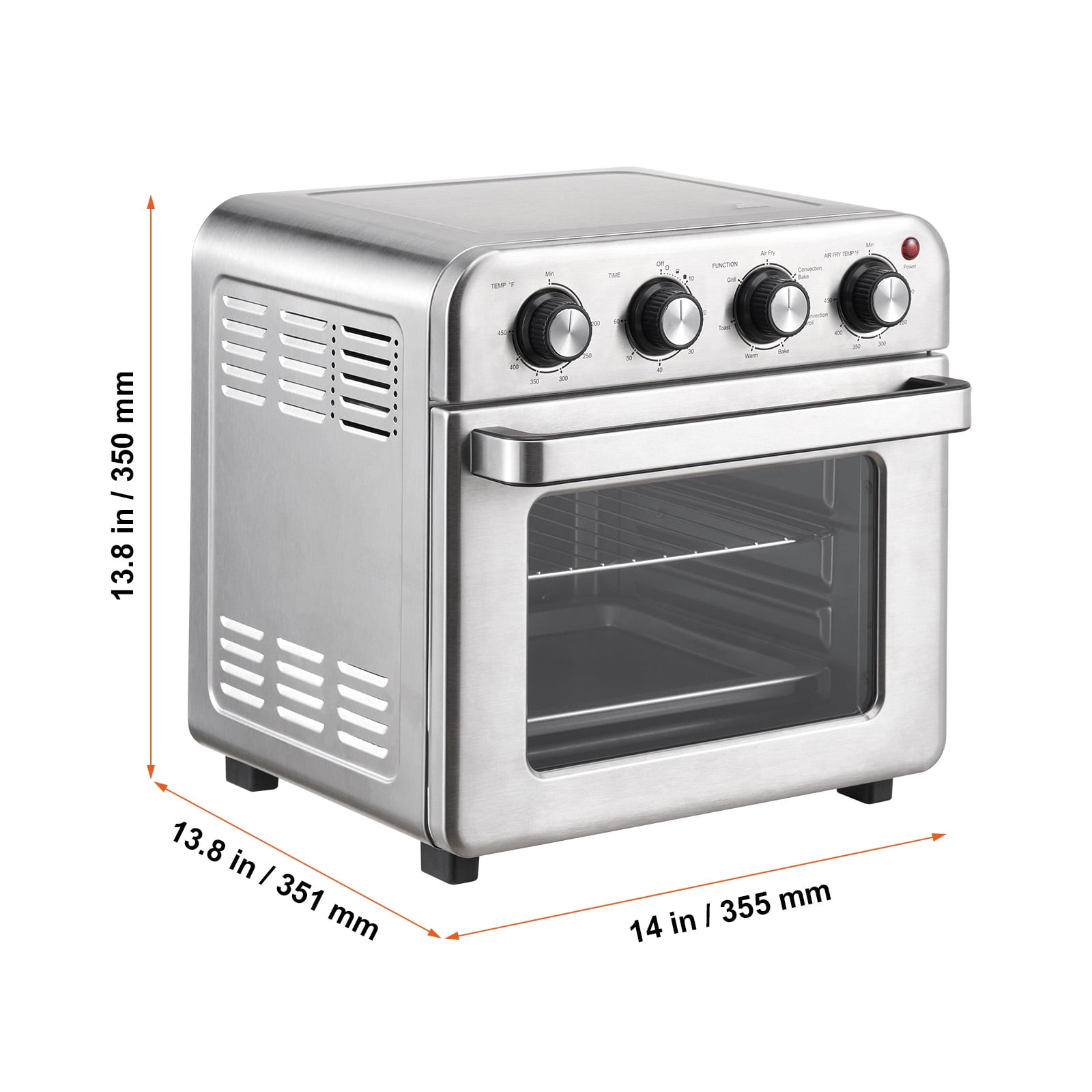 KFFKFF Multi-Use 18L Air Fryer Oven, 1700W, Stainless Steel, with Accessories Including Grill and Pizza Pan, Gloves, Accommodates 6 Toasts or 12-inch Pizza, Ideal for Home and Commercial Use - Image 2