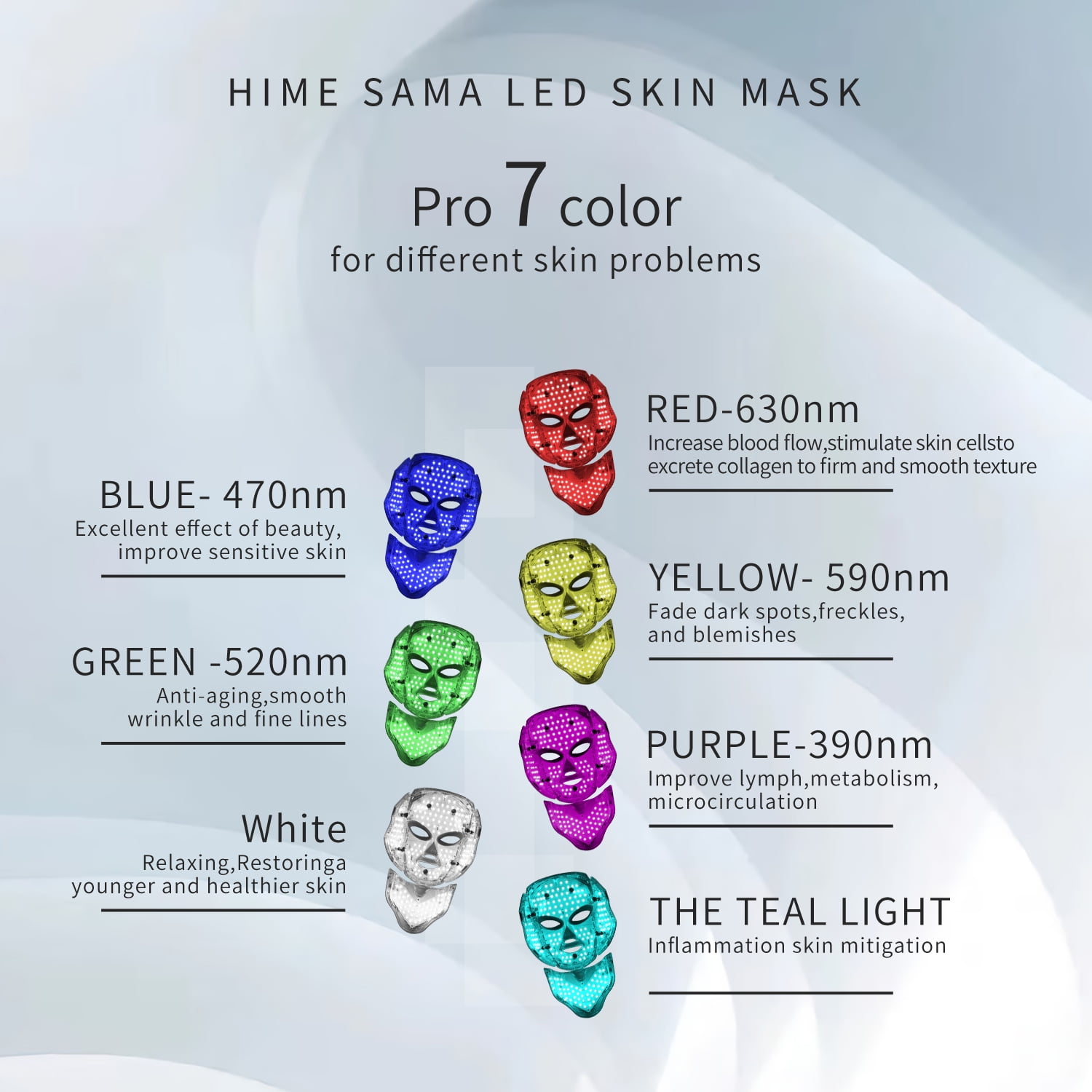 LED Skin Mask-CE Cleared Pro 7 LED Skin Care Mask for Face and Neck Skin Rejuvenation Light Therapy Facial Care Mask and Optical Cosmetic Mask Portable for Home and Travel Use - Image 5