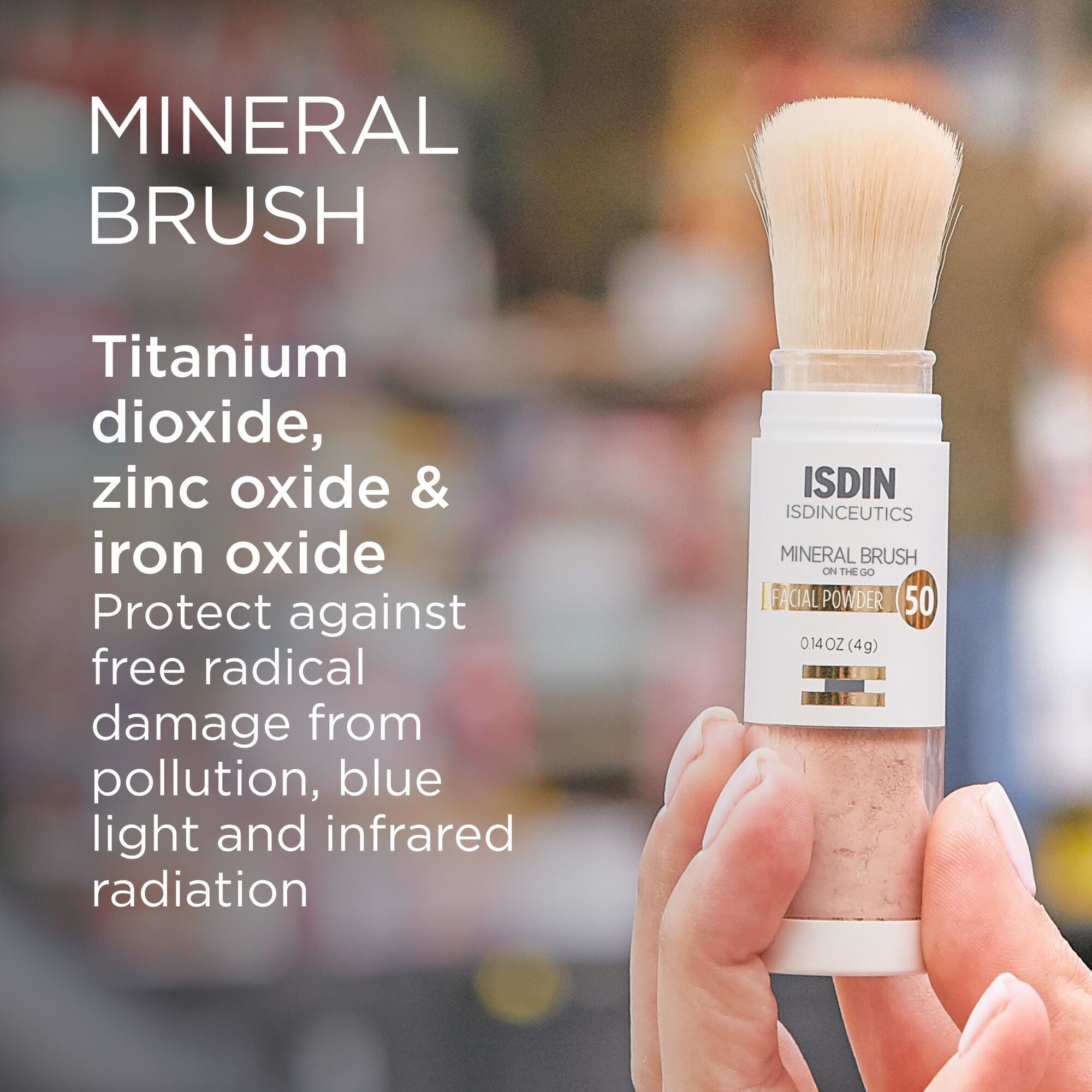 ISDIN Mineral Brush Powder, Facial Pollution and Blue Light Protection, a Complement to your Sun Care Routine, Suitable for Sensitive Skin - Image 4
