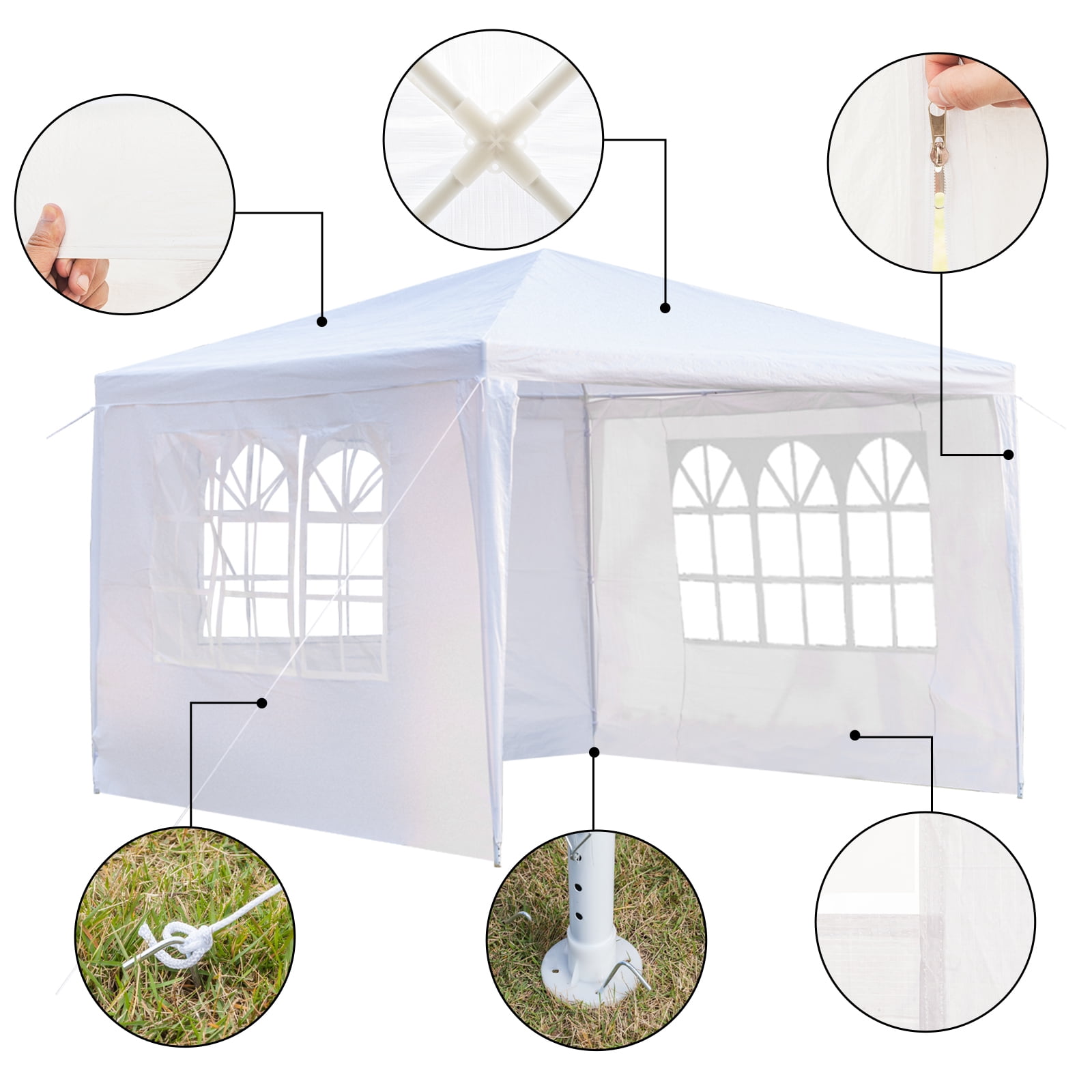 Zimtown 10'x10' Wedding Party Canopy Tent,3 Removable Sidewalls with Windows, Great for Outdoors - Image 4