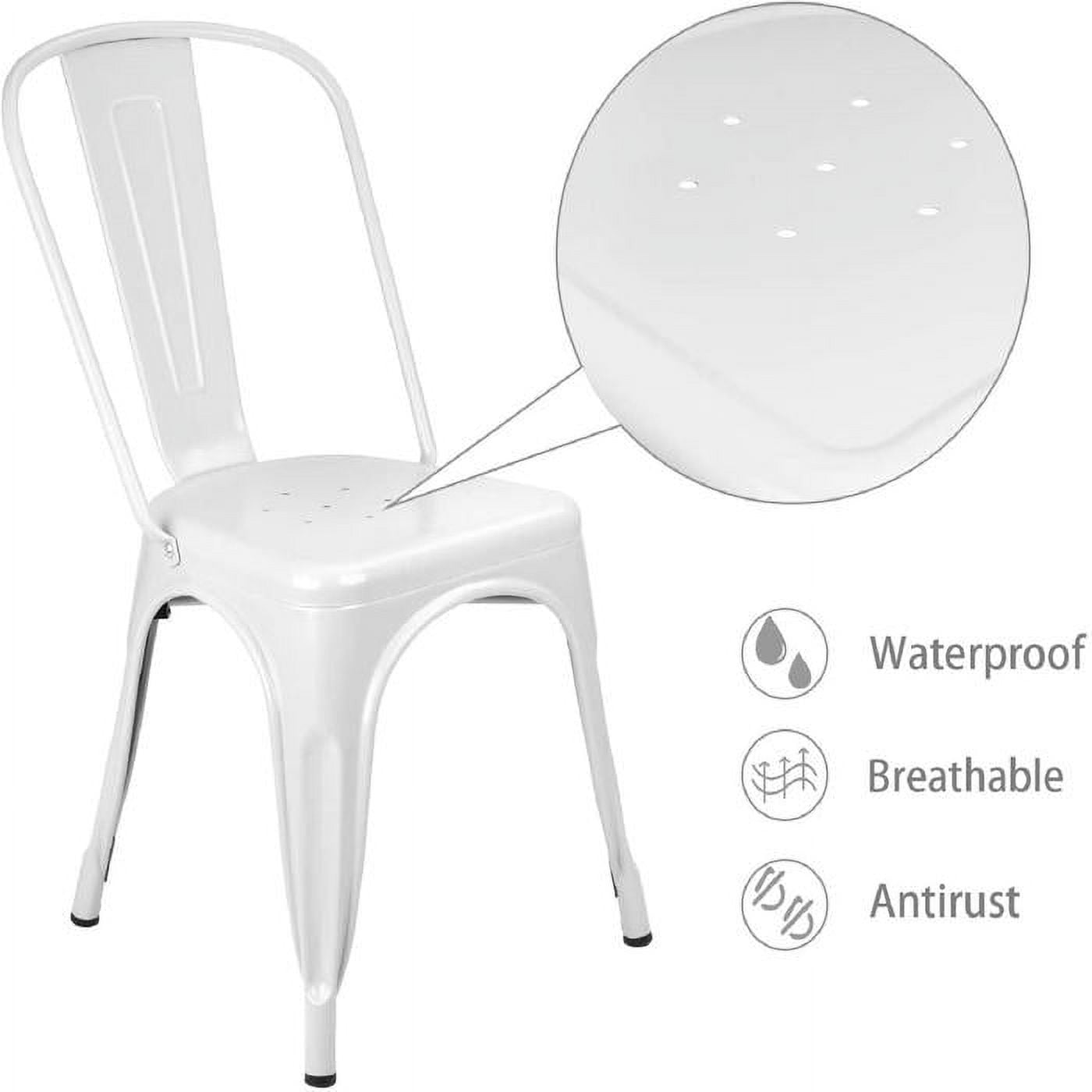 VINEEGO Metal Indoor Stacking Chair, White (Set of 4) - Image 7