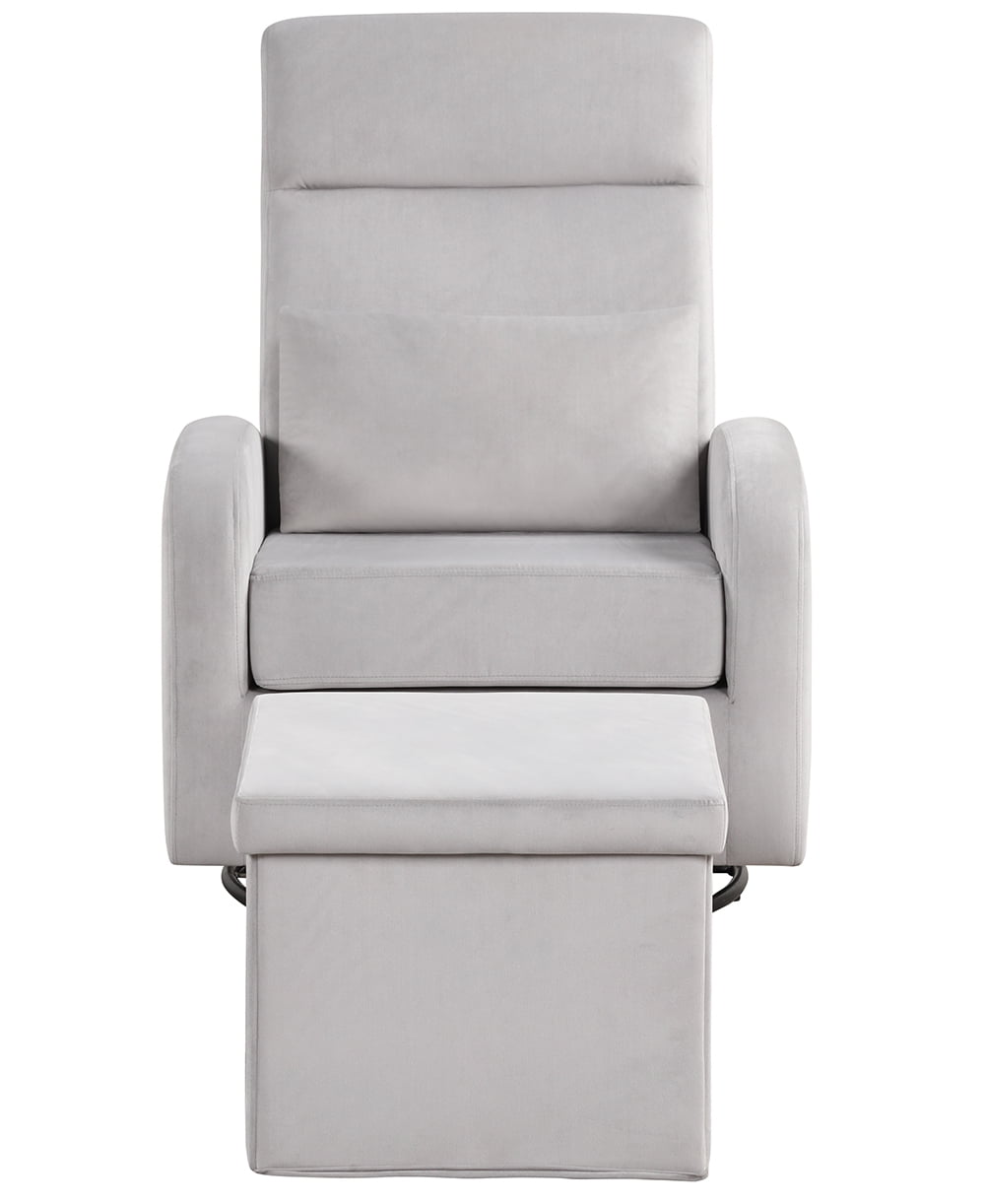 Angel Line Sonia Upholstered Swivel Glider w/ Storage Ottoman, Grey - Image 6