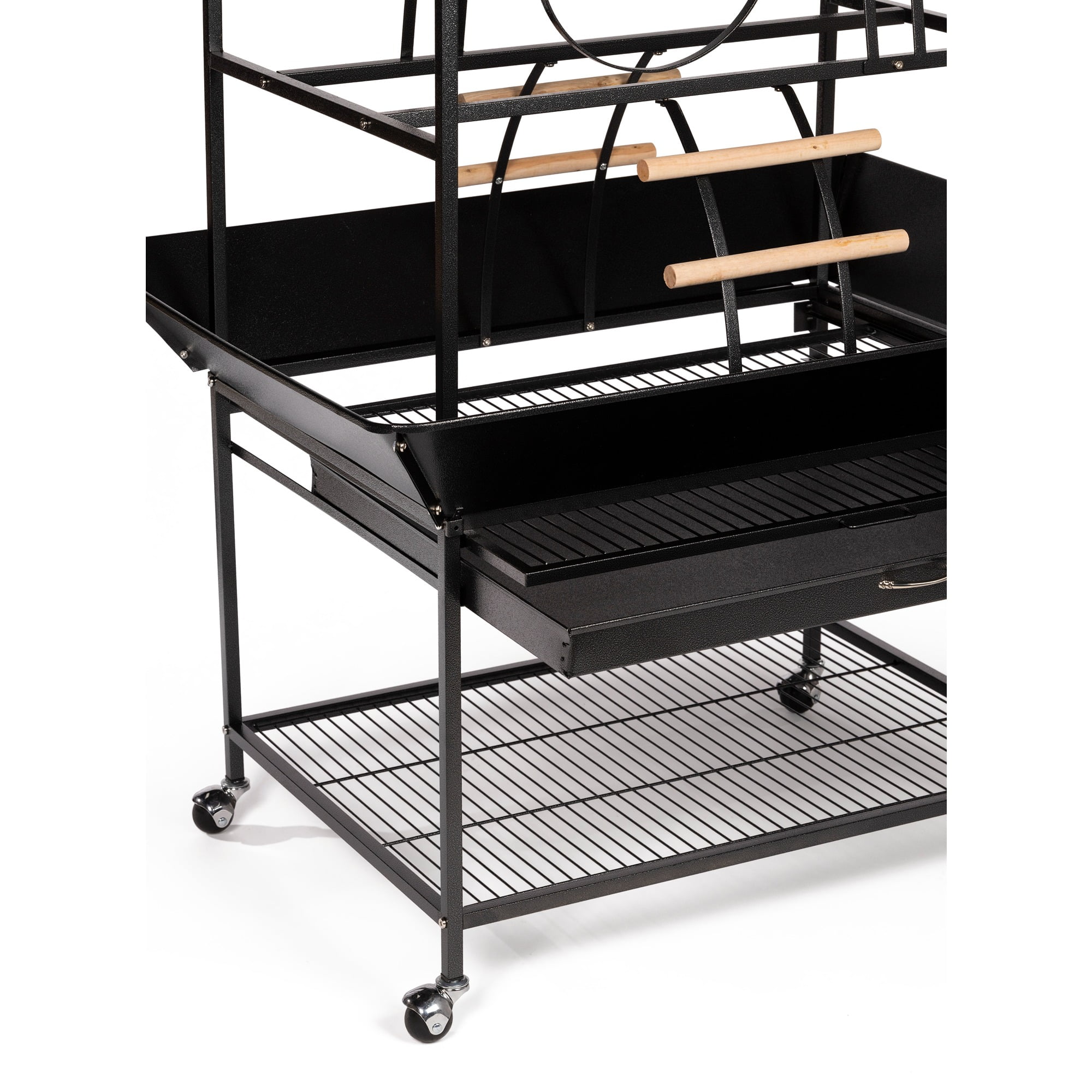 Prevue Pet Products 3180BLK Black Hammertone Metal Parrot Playstand, Large, 30 Inch Length x 22 Inch Width x 73-1/2 Inch Height - Image 3